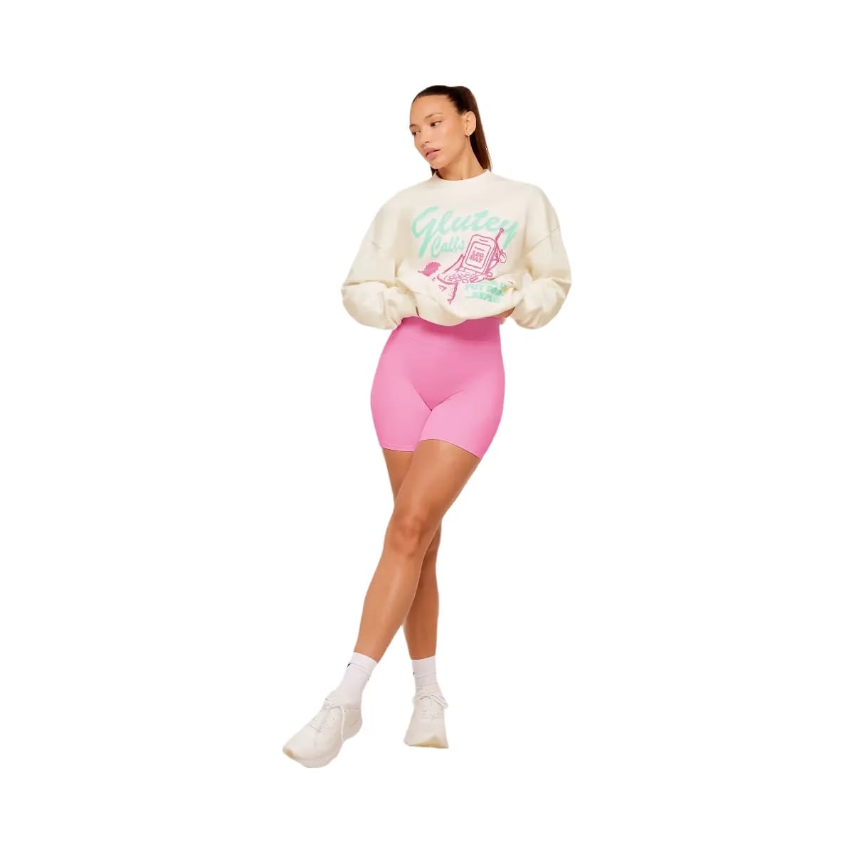 Gymshark Glutey Calls Graphic Sweatshirt "Soft White"