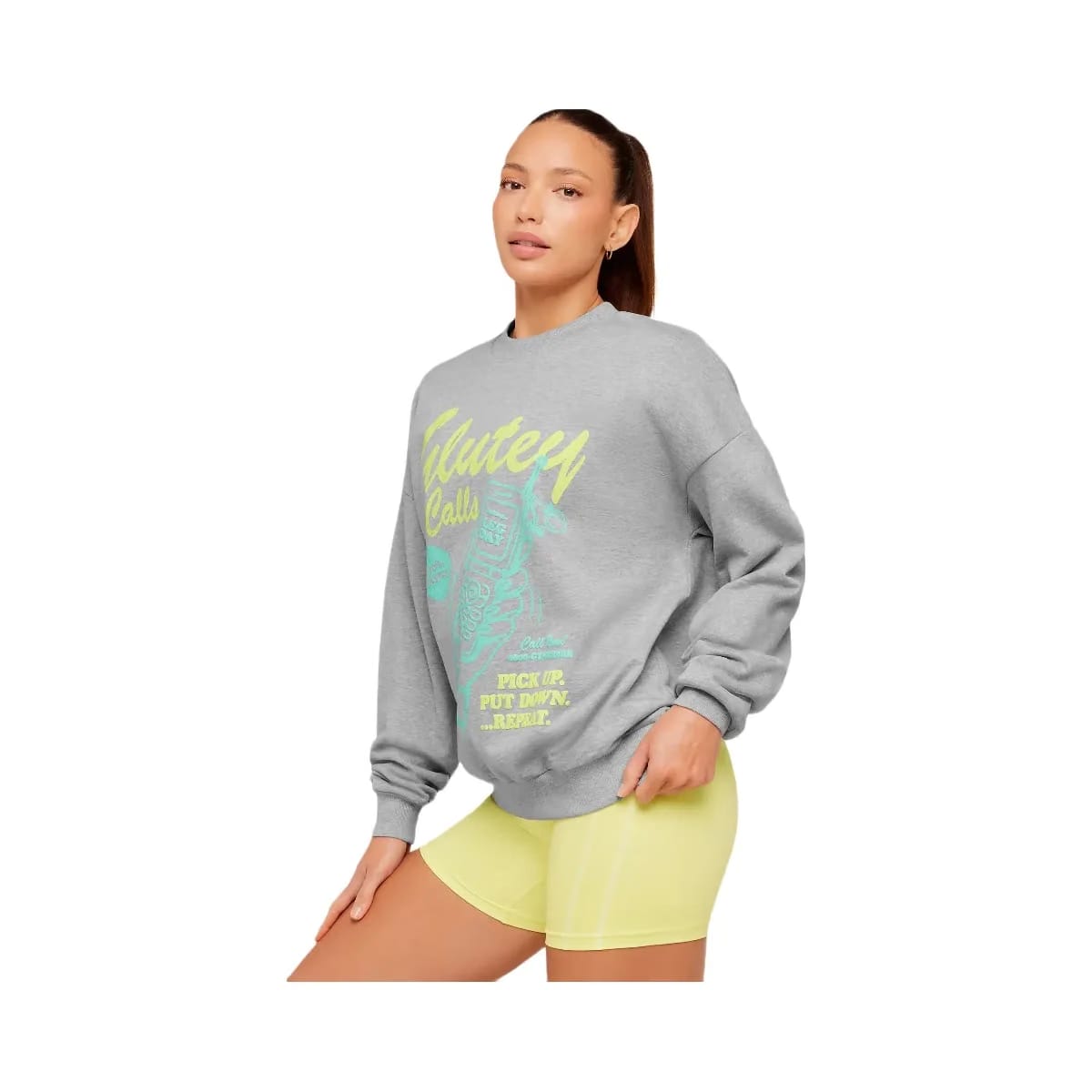 Gymshark Glutey Calls Graphic Sweatshirt "Light Grey Core Marl"