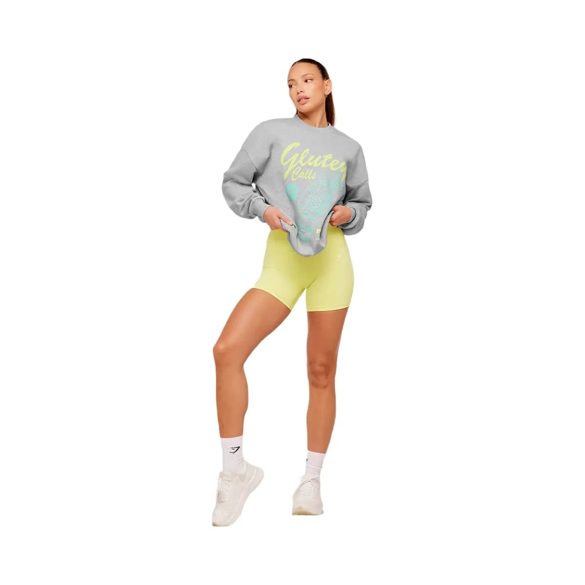 Gymshark Glutey Calls Graphic Sweatshirt "Light Grey Core Marl"