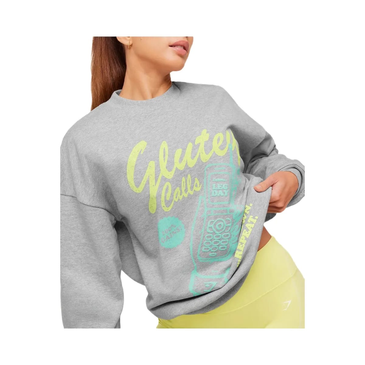Gymshark Glutey Calls Graphic Sweatshirt "Light Grey Core Marl"