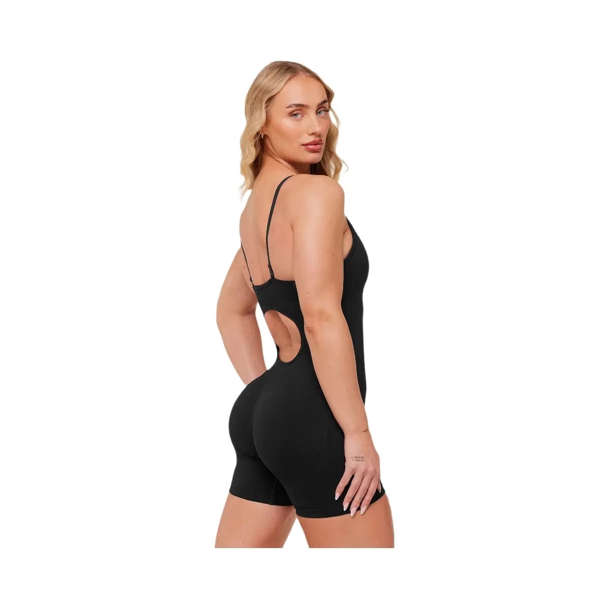 Gymshark Lift Seamless Strappy All in One "Black Black Marl"