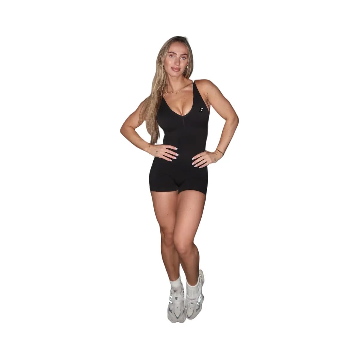 Gymshark Lift Seamless Strappy All in One "Black Black Marl"
