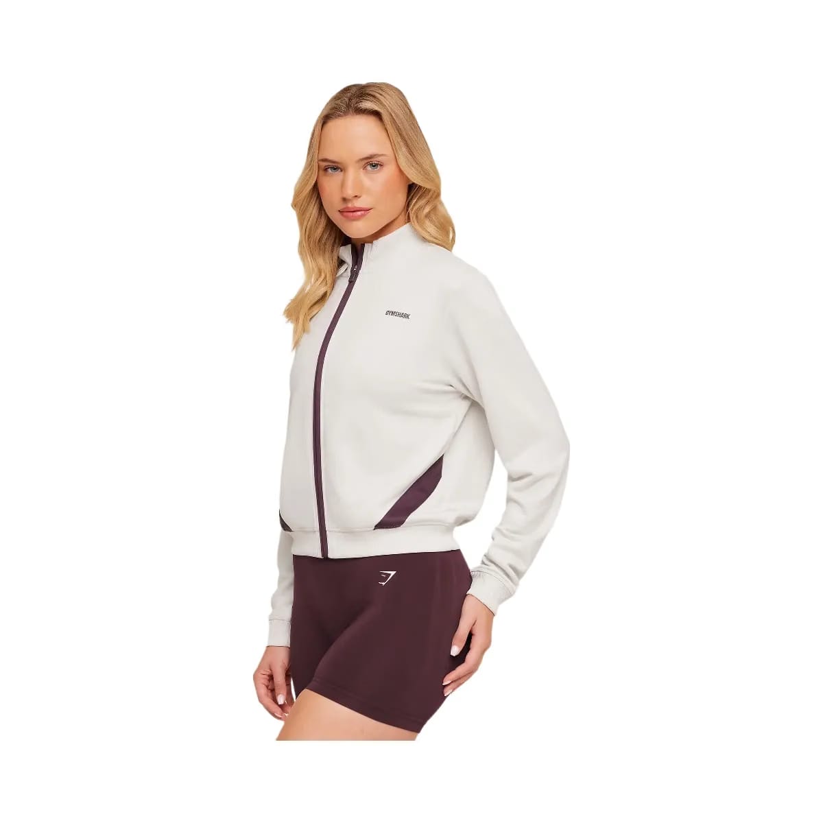 Gymshark Lightweight Tricot Zip Through Jacket "Tinted White Cherry Purple"