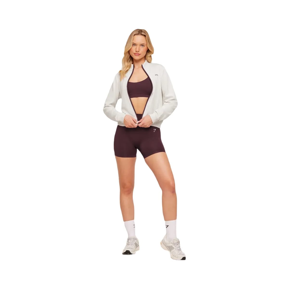 Gymshark Lightweight Tricot Zip Through Jacket "Tinted White Cherry Purple"