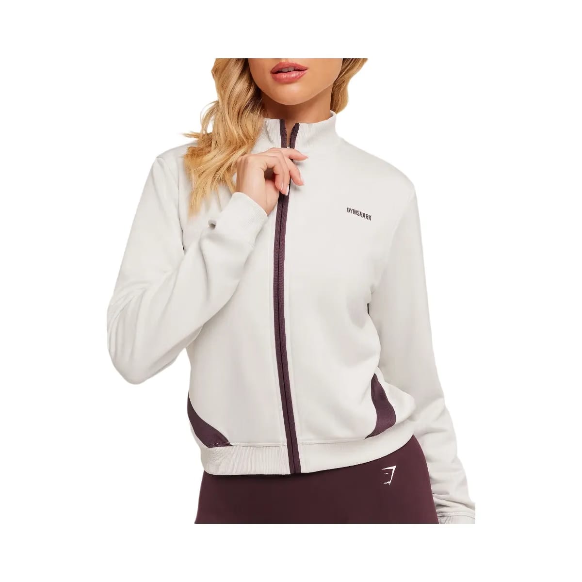 Gymshark Lightweight Tricot Zip Through Jacket "Tinted White Cherry Purple"