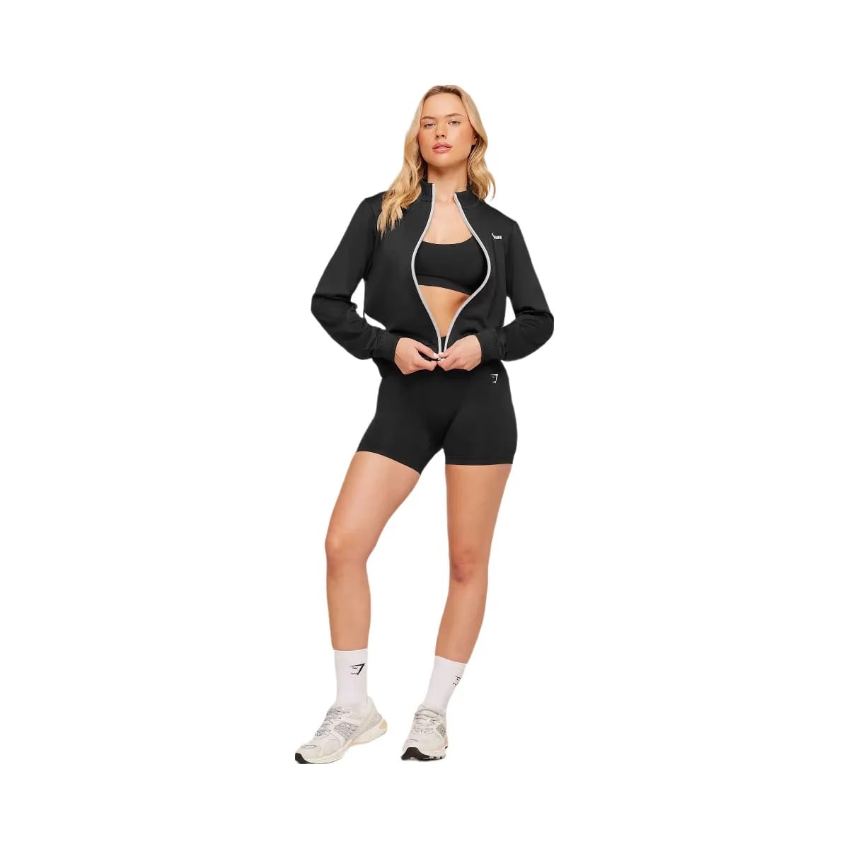 Gymshark Lightweight Tricot Zip Through Jacket "Black Tinted White"