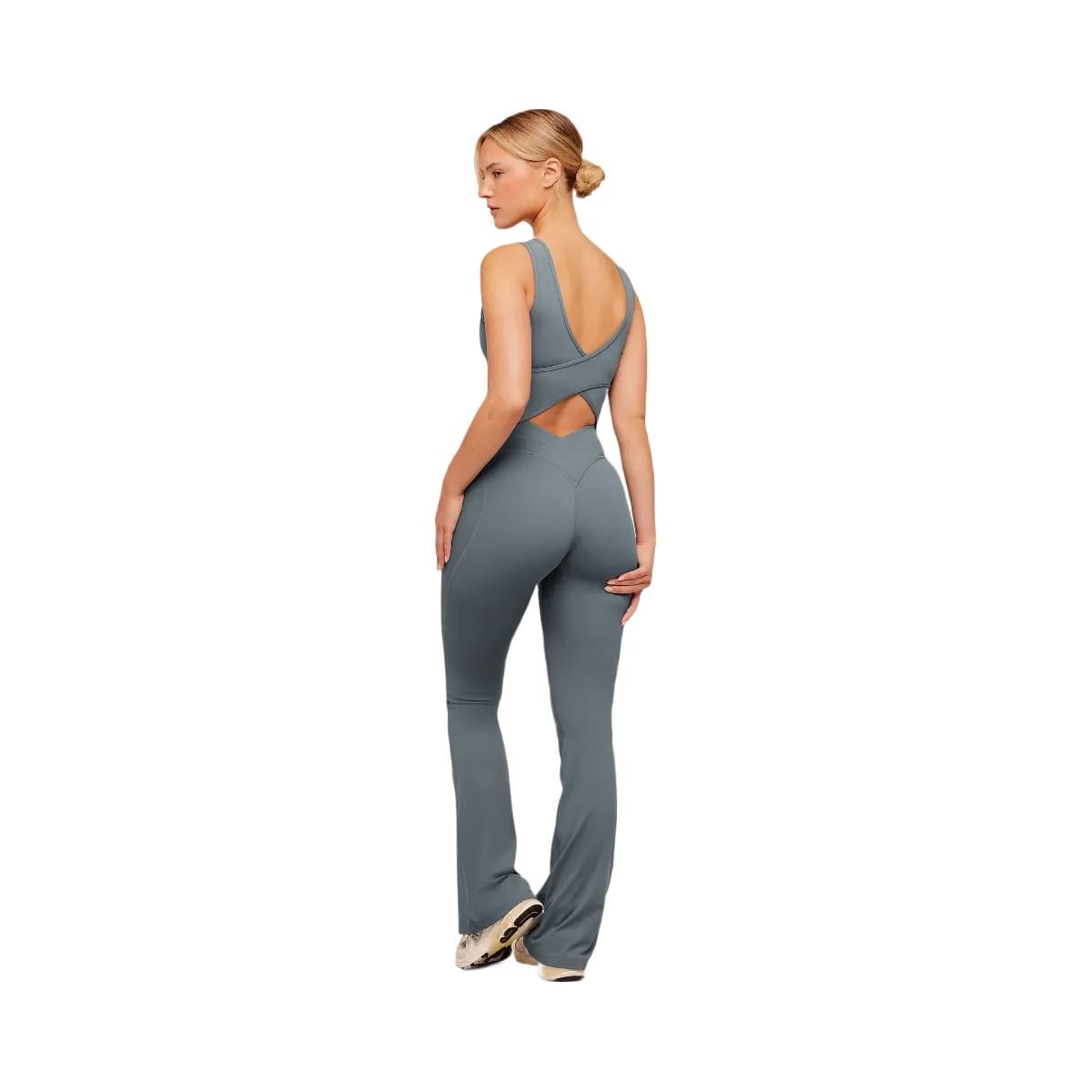 Gymshark Crossover Back Flared Leggings "Iron Blue"