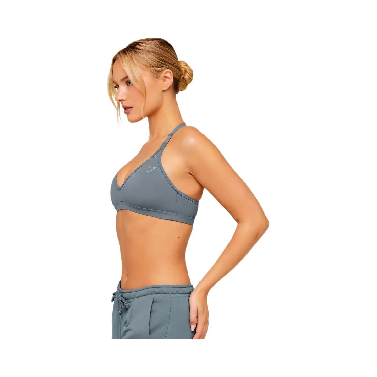 Gymshark Cotton Blend Racerback Sports Bra "Iron Blue"