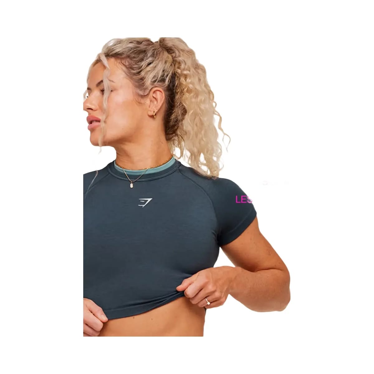 Gymshark Interval Seamless Short Sleeve Crop Top "Stealth Blue Storm Blue"