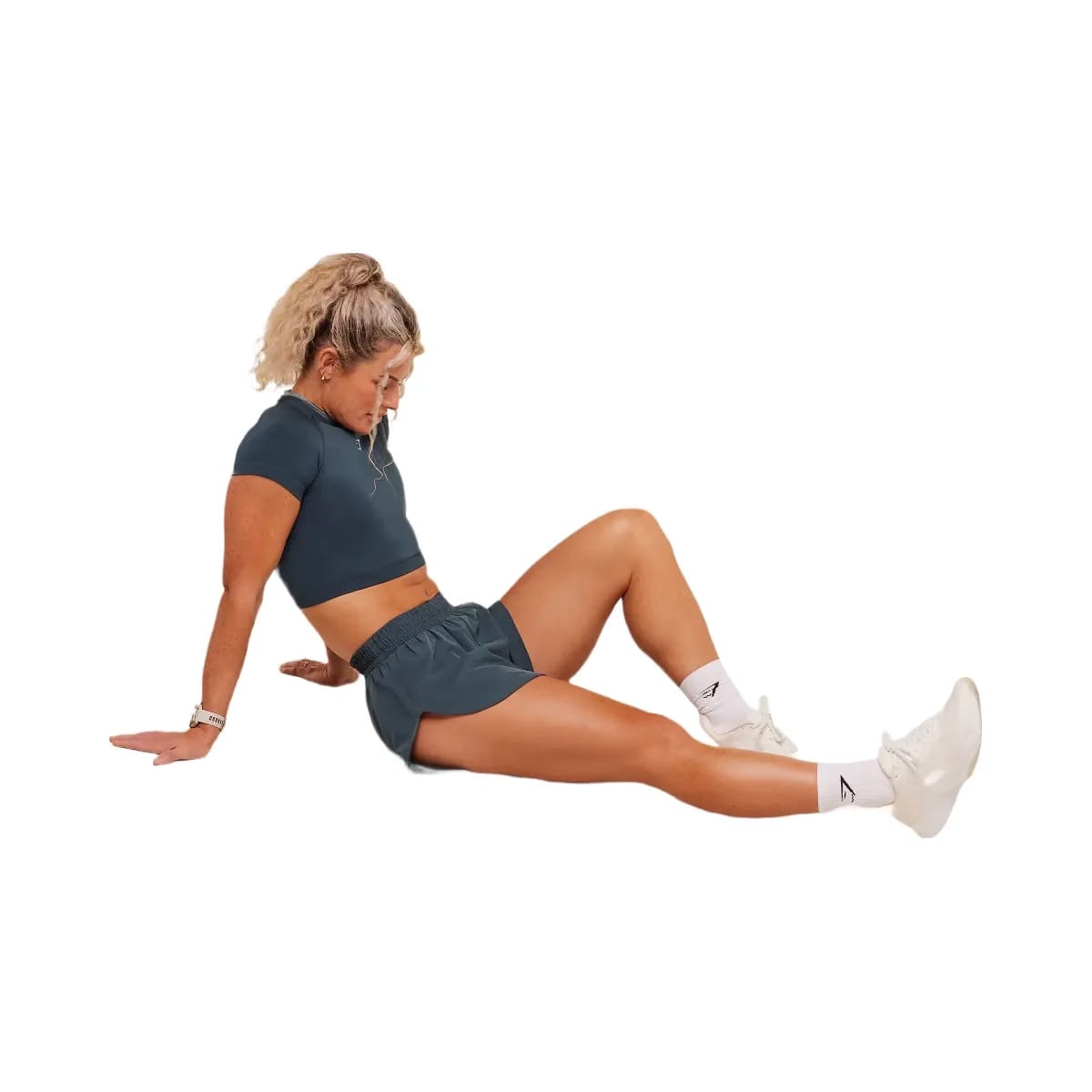 Gymshark Interval Seamless Short Sleeve Crop Top "Stealth Blue Storm Blue"