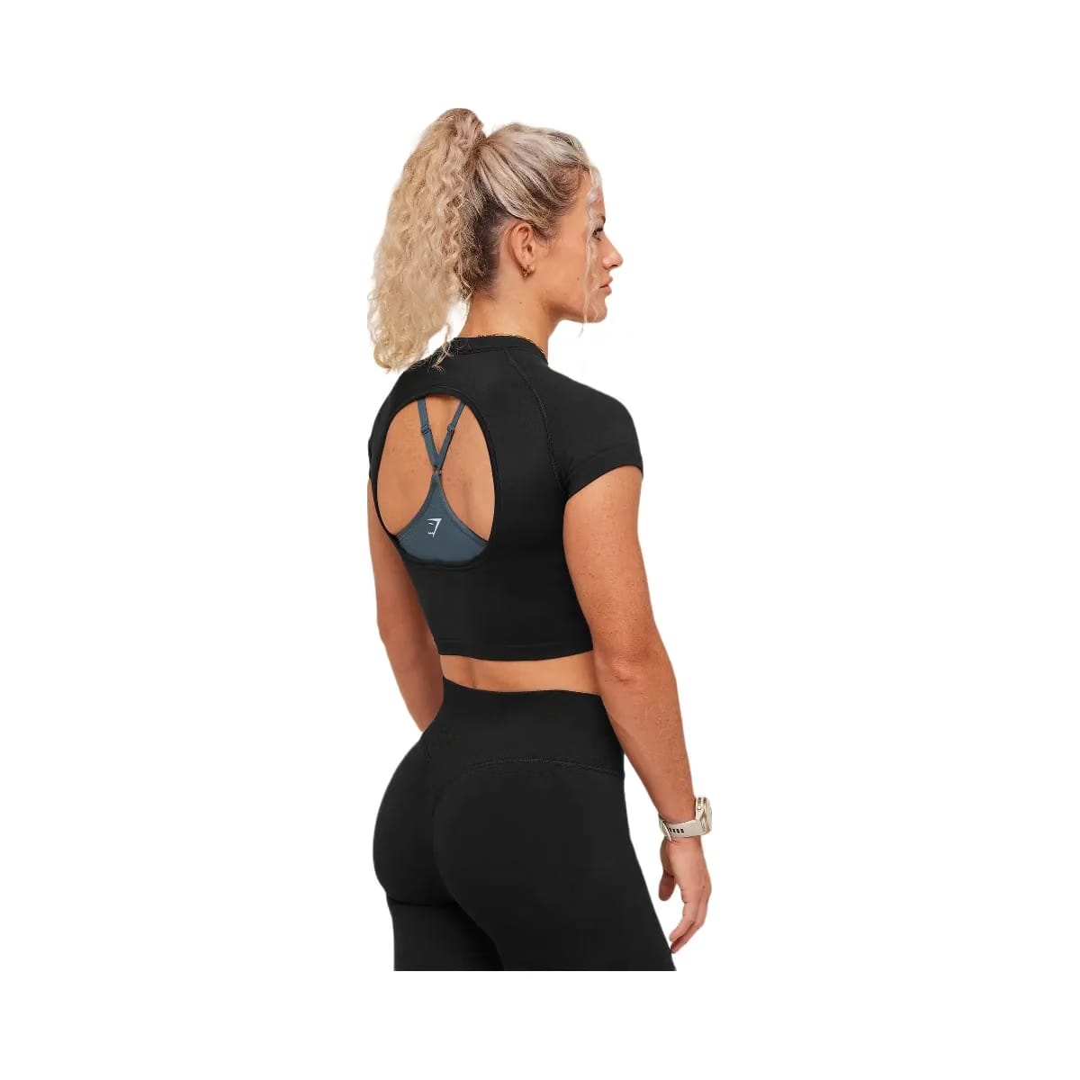 Gymshark Interval Seamless Short Sleeve Crop Top "Black"