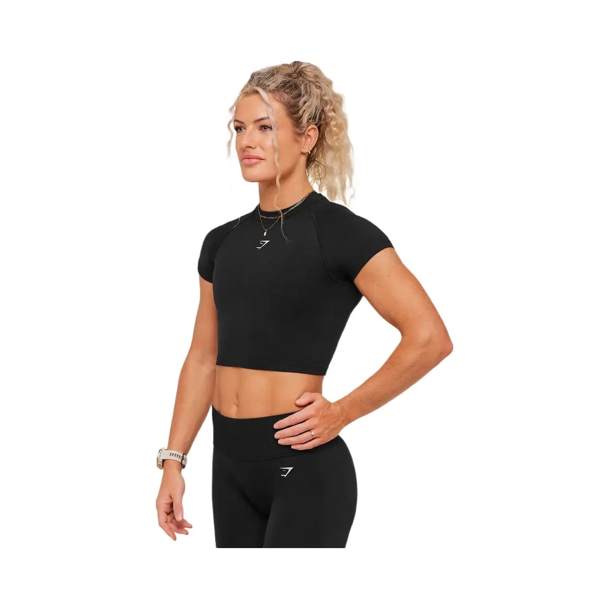Gymshark Interval Seamless Short Sleeve Crop Top "Black"