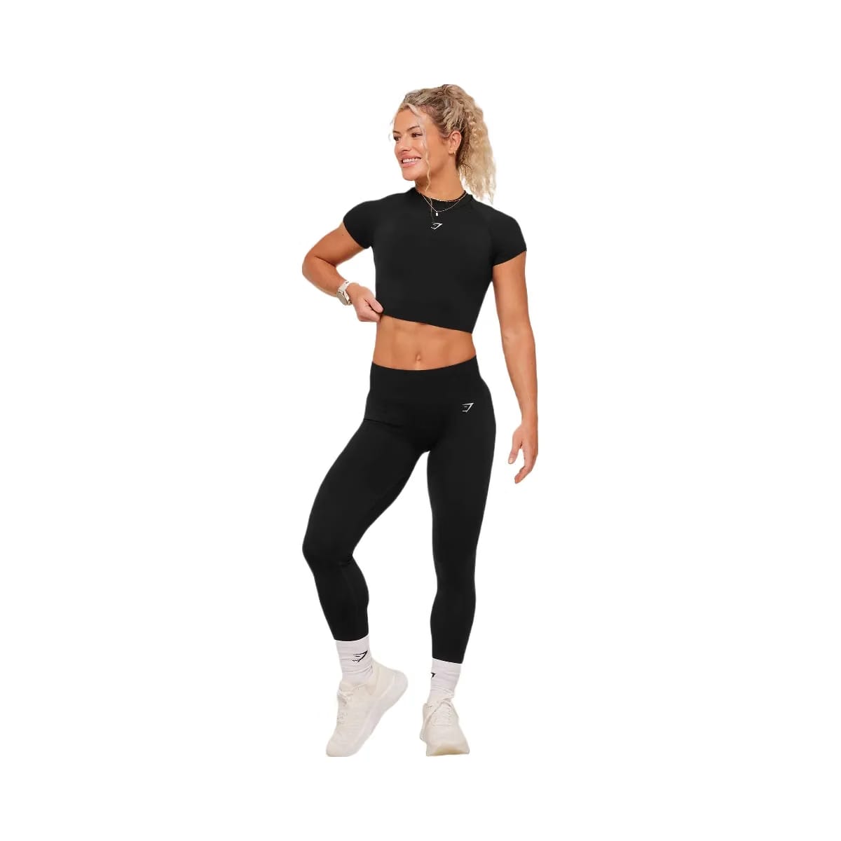 Gymshark Interval Seamless Short Sleeve Crop Top "Black"