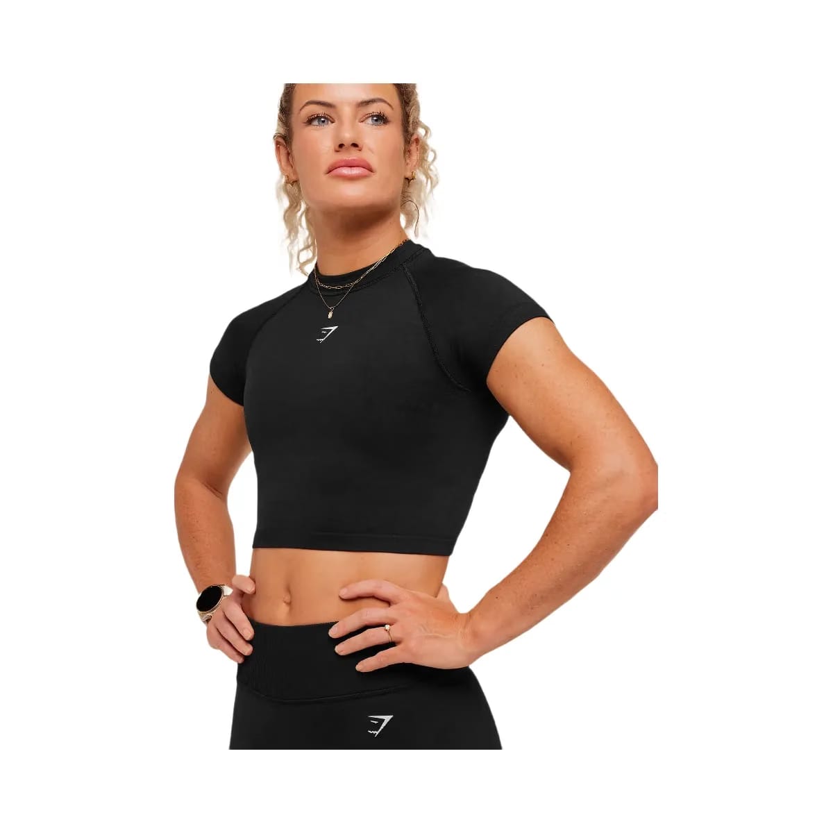 Gymshark Interval Seamless Short Sleeve Crop Top "Black"