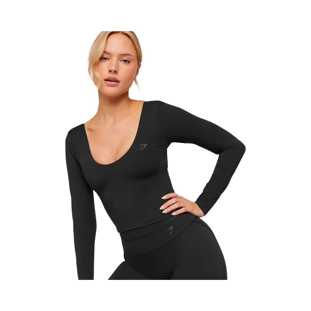Gymshark Crossover Back Long Sleeve Top "Black"