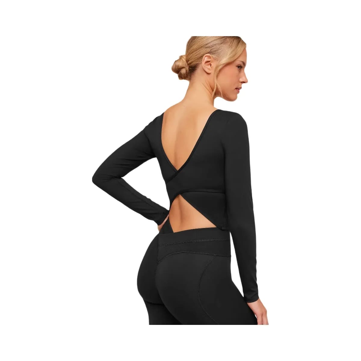 Gymshark Crossover Back Long Sleeve Top "Black"