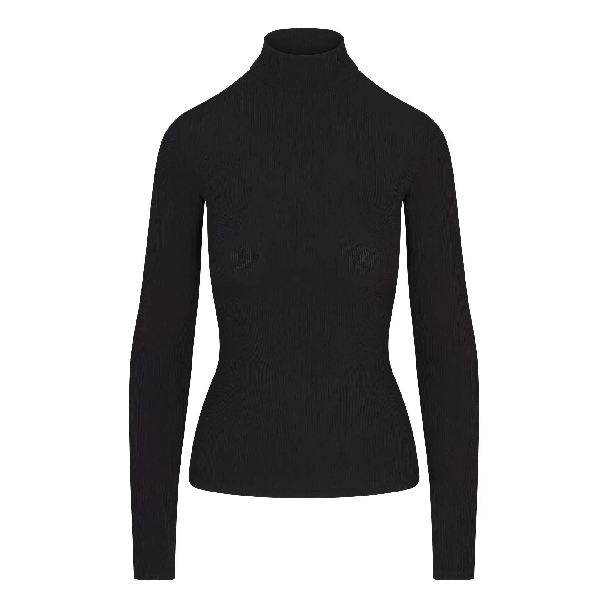 Skims Soft Lounge Mock Neck Long Sleeve Top Onyx