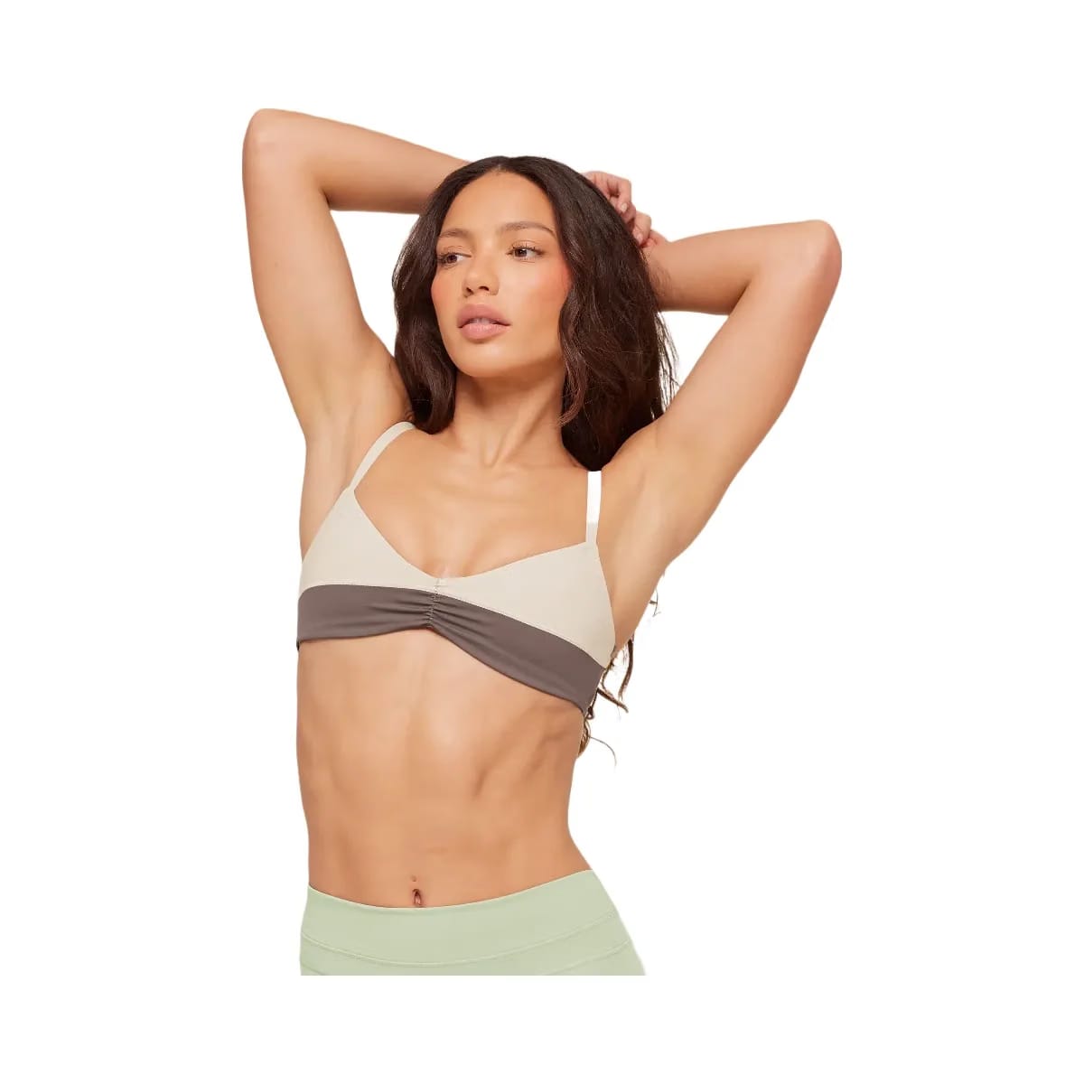 Gymshark Colour Block Sports Bra "Cool Brown Pebble Grey"