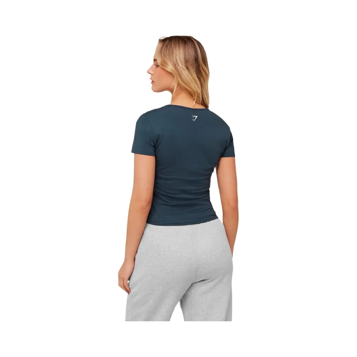 Gymshark Worn Crest Graphic Baby Tee "GS Stealth Blue"