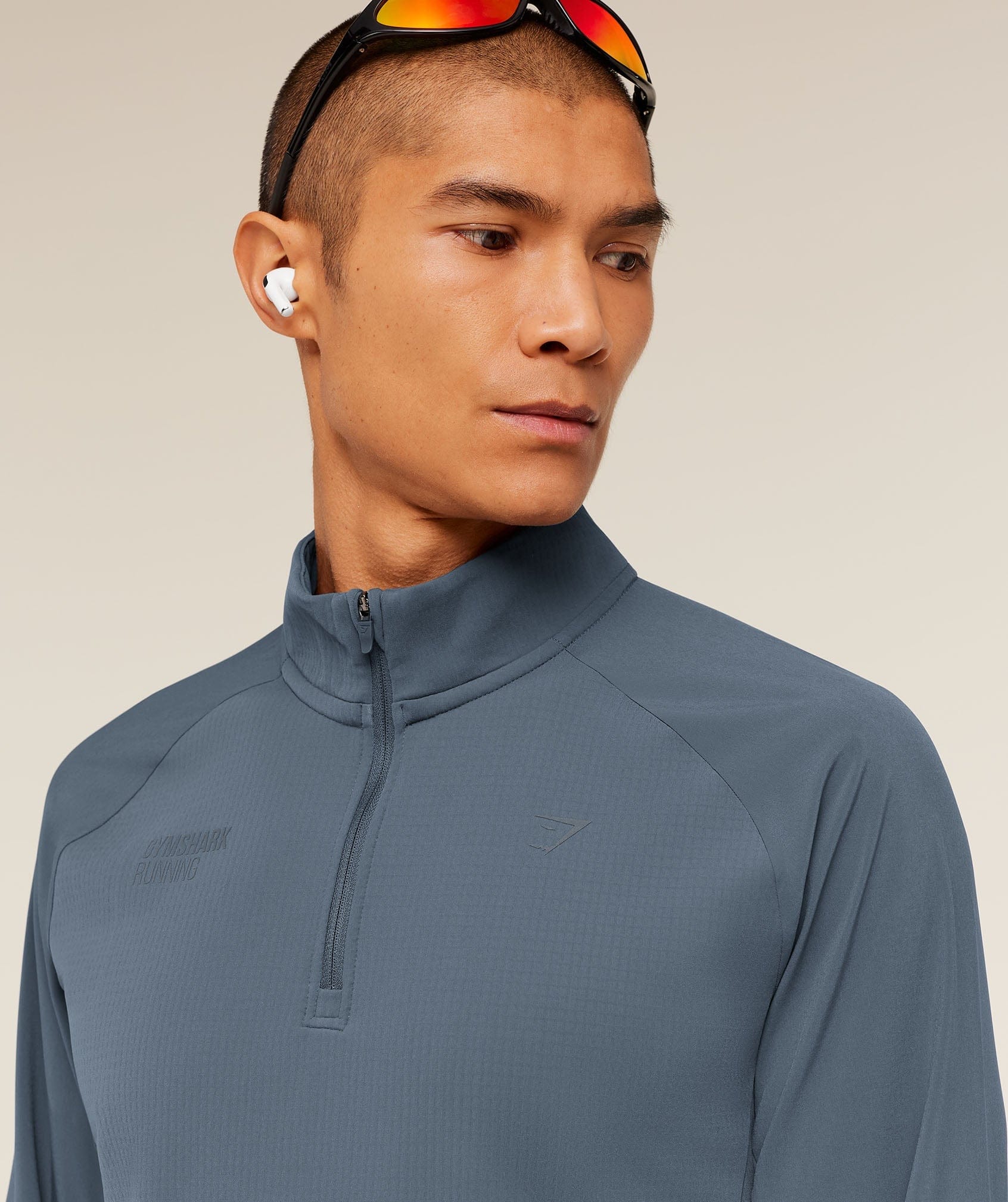 Gymshark Running Elite 1/4 Zip Titanium Blue