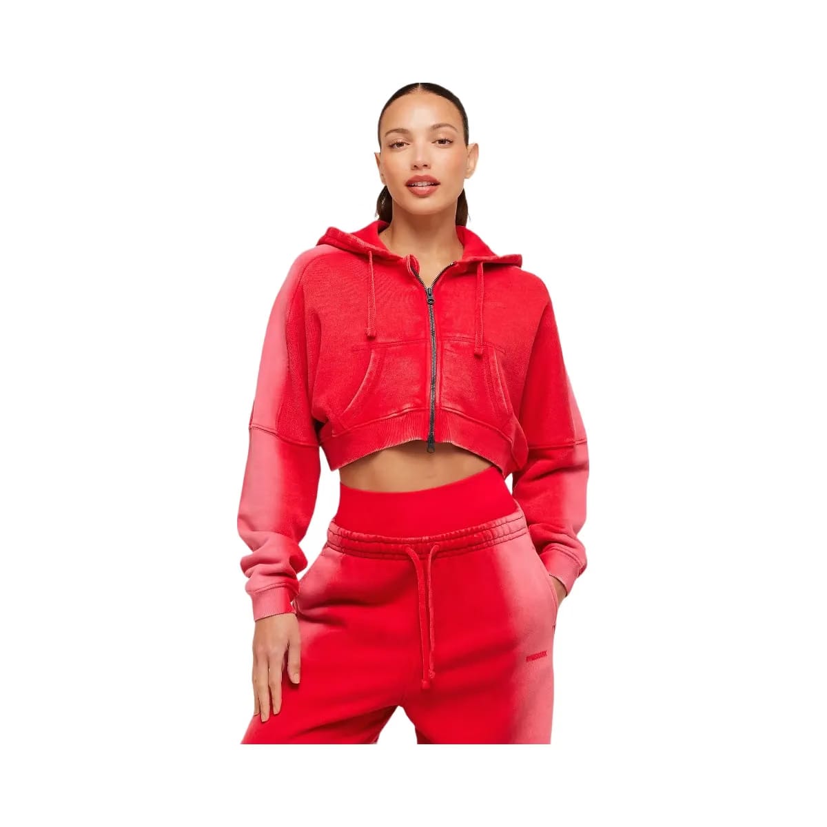 Gymshark Pump Washed Zip Through Hoodie "Carmine Red Soft White"