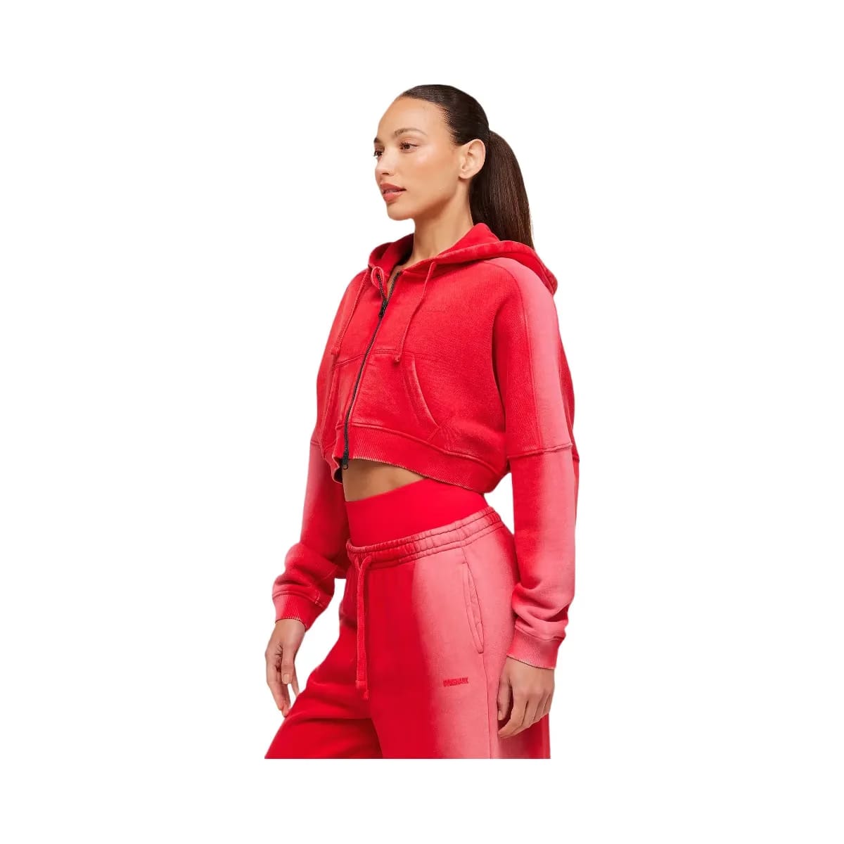 Gymshark Pump Washed Zip Through Hoodie "Carmine Red Soft White"