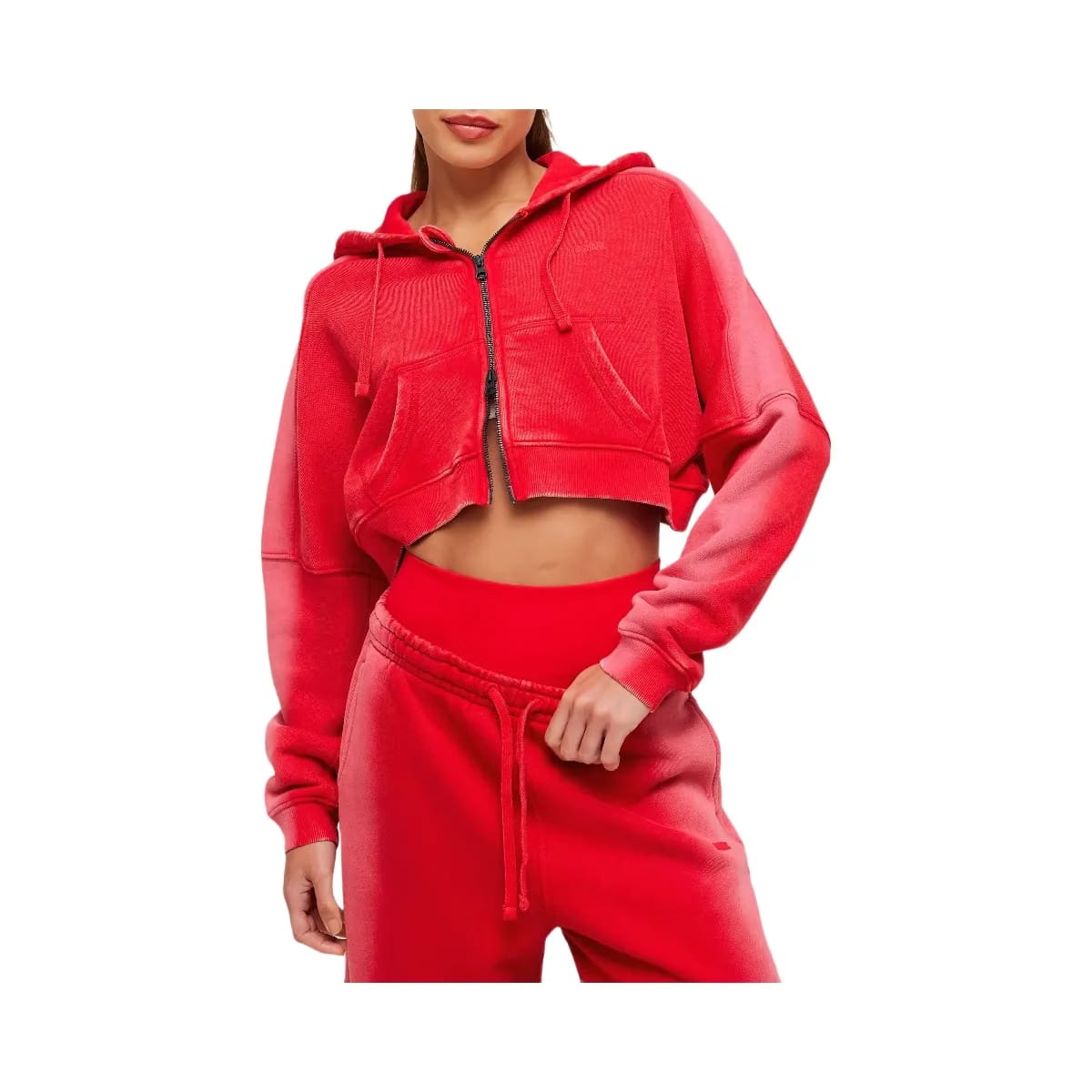 Gymshark Pump Washed Zip Through Hoodie "Carmine Red Soft White"