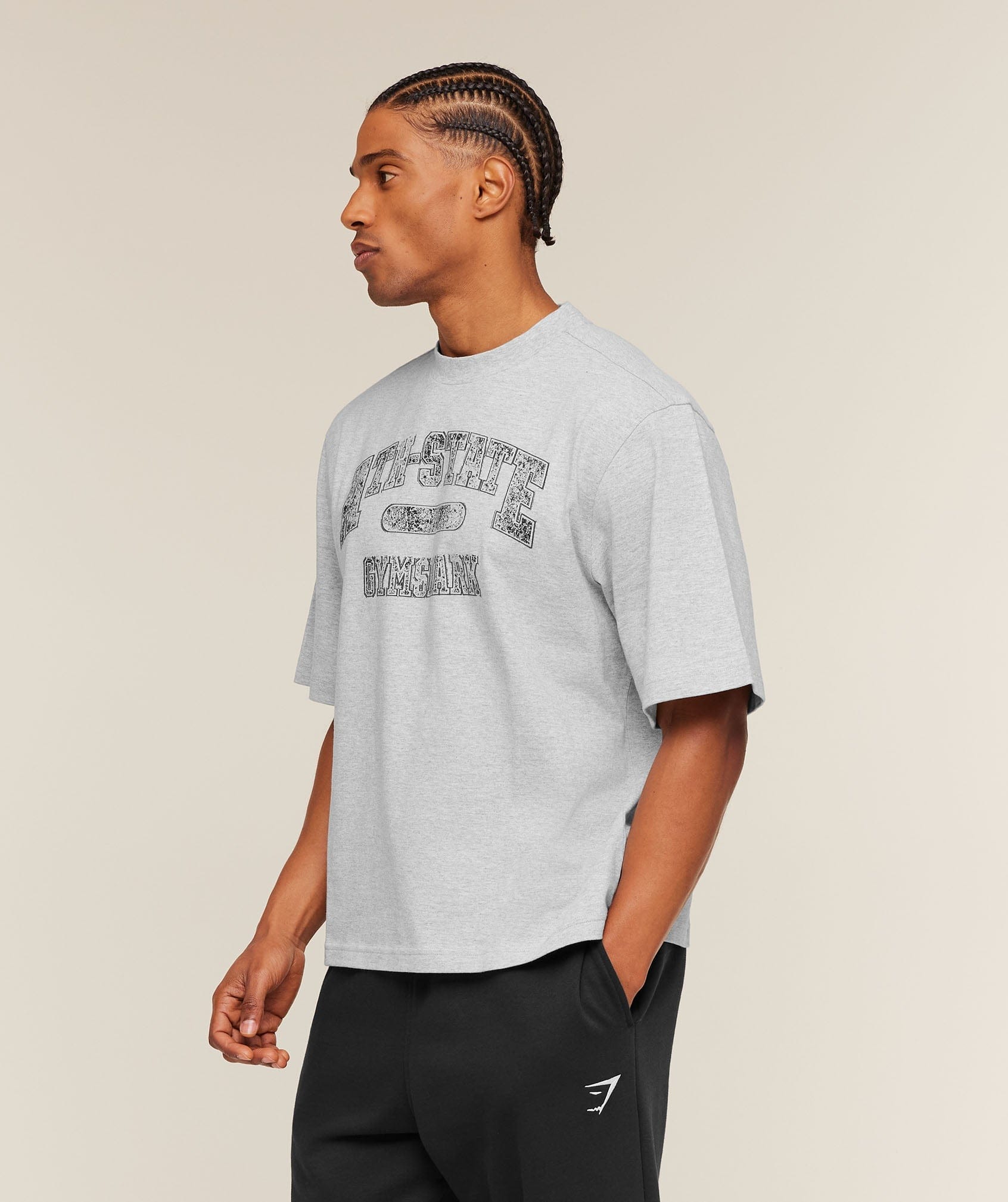 Gymshark Ath-State Graphic T-Shirt Light Grey Core Marl