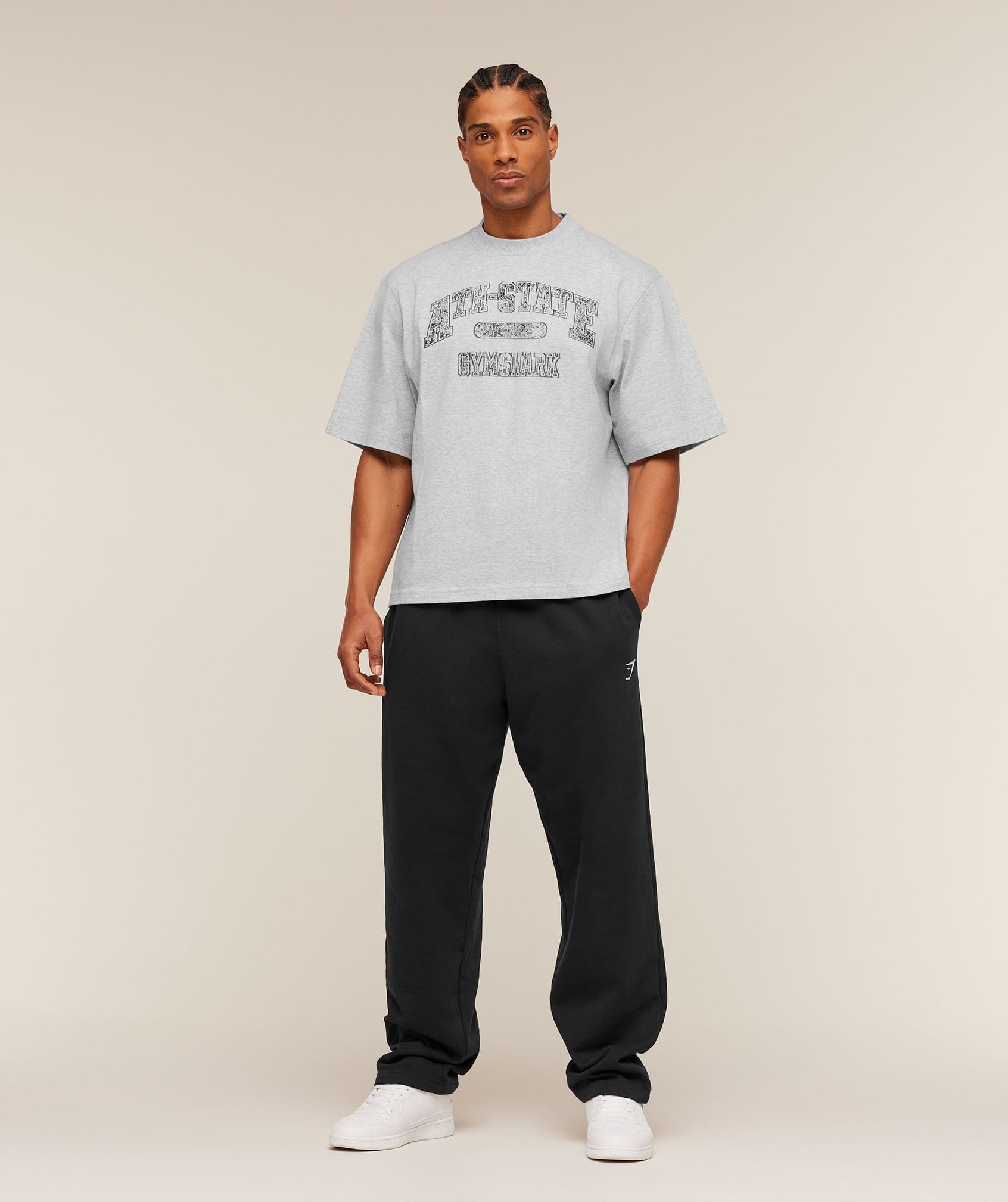 Gymshark Ath-State Graphic T-Shirt Light Grey Core Marl
