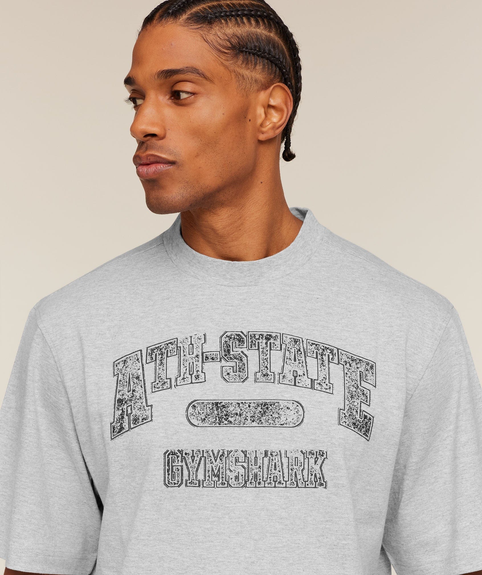 Gymshark Ath-State Graphic T-Shirt Light Grey Core Marl