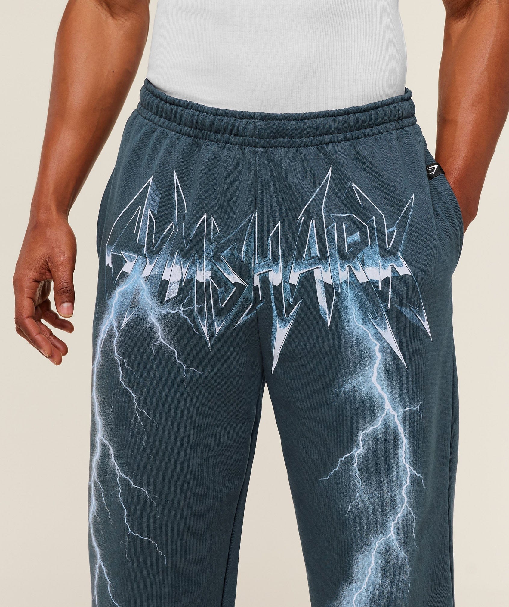 Gymshark Eagle Band Style Graphic Straight Leg Pants Gs Stealth Blue