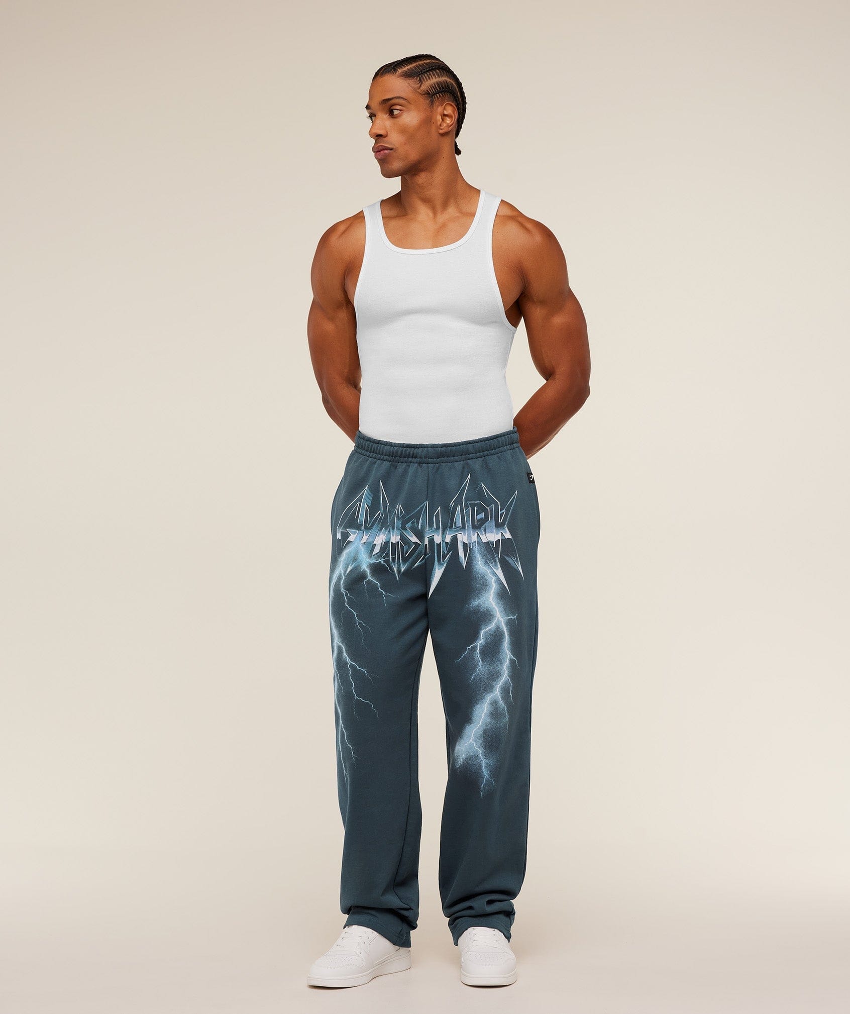 Gymshark Eagle Band Style Graphic Straight Leg Pants Gs Stealth Blue