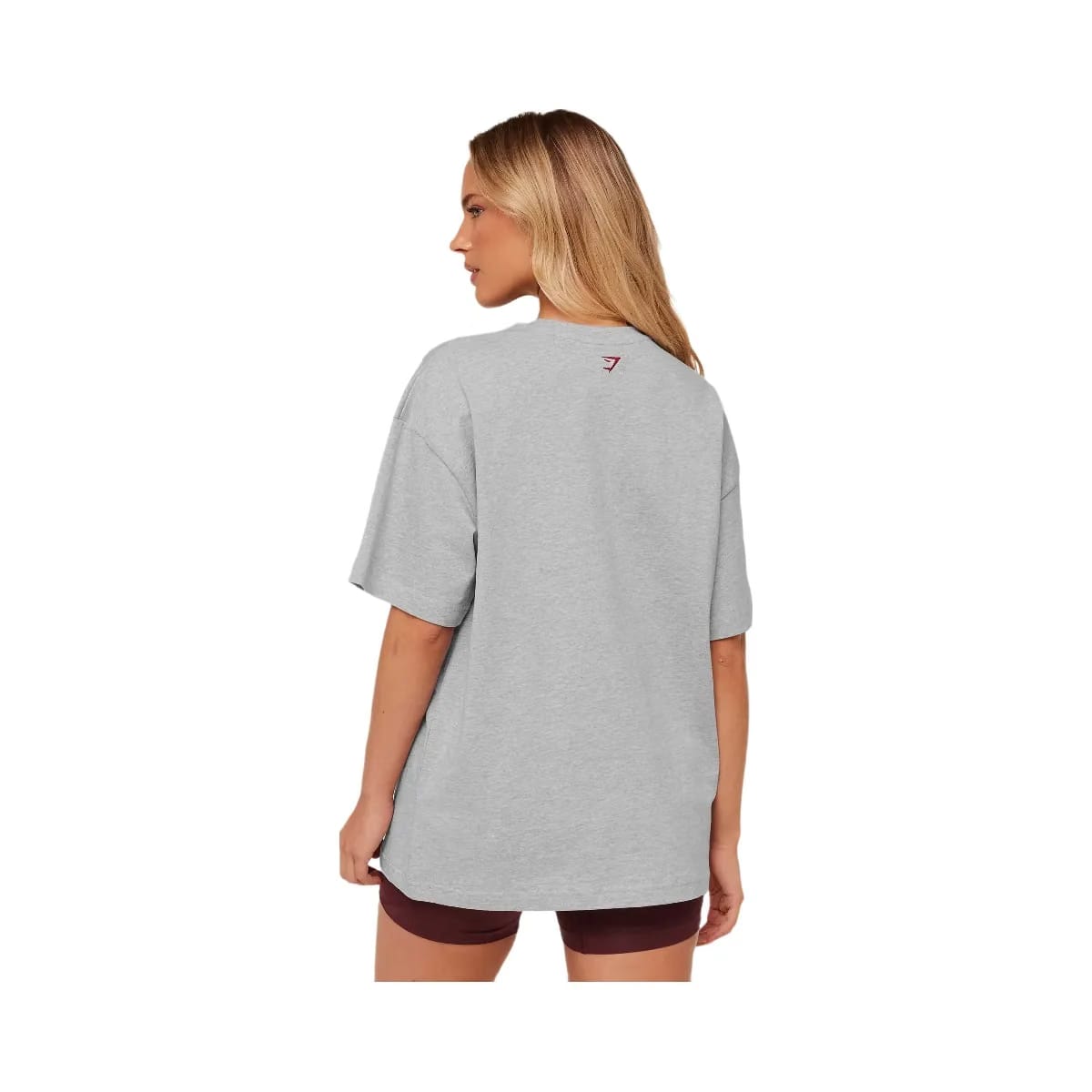 Gymshark Collegiate Graphic T-Shirt "Light Grey Core Marl GS Sets Red"