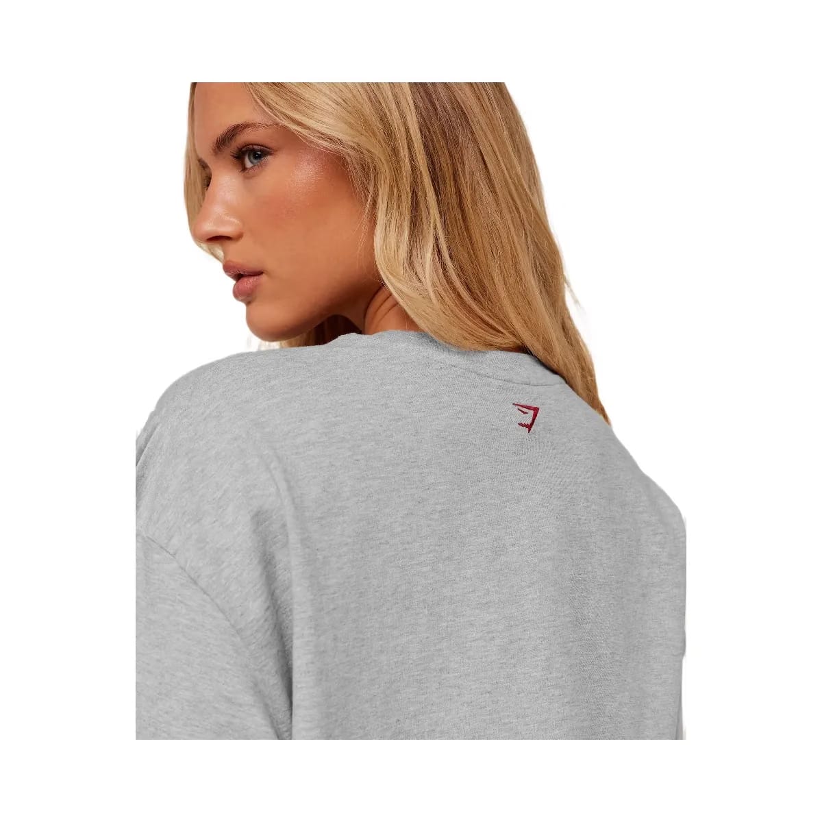 Gymshark Collegiate Graphic T-Shirt "Light Grey Core Marl GS Sets Red"