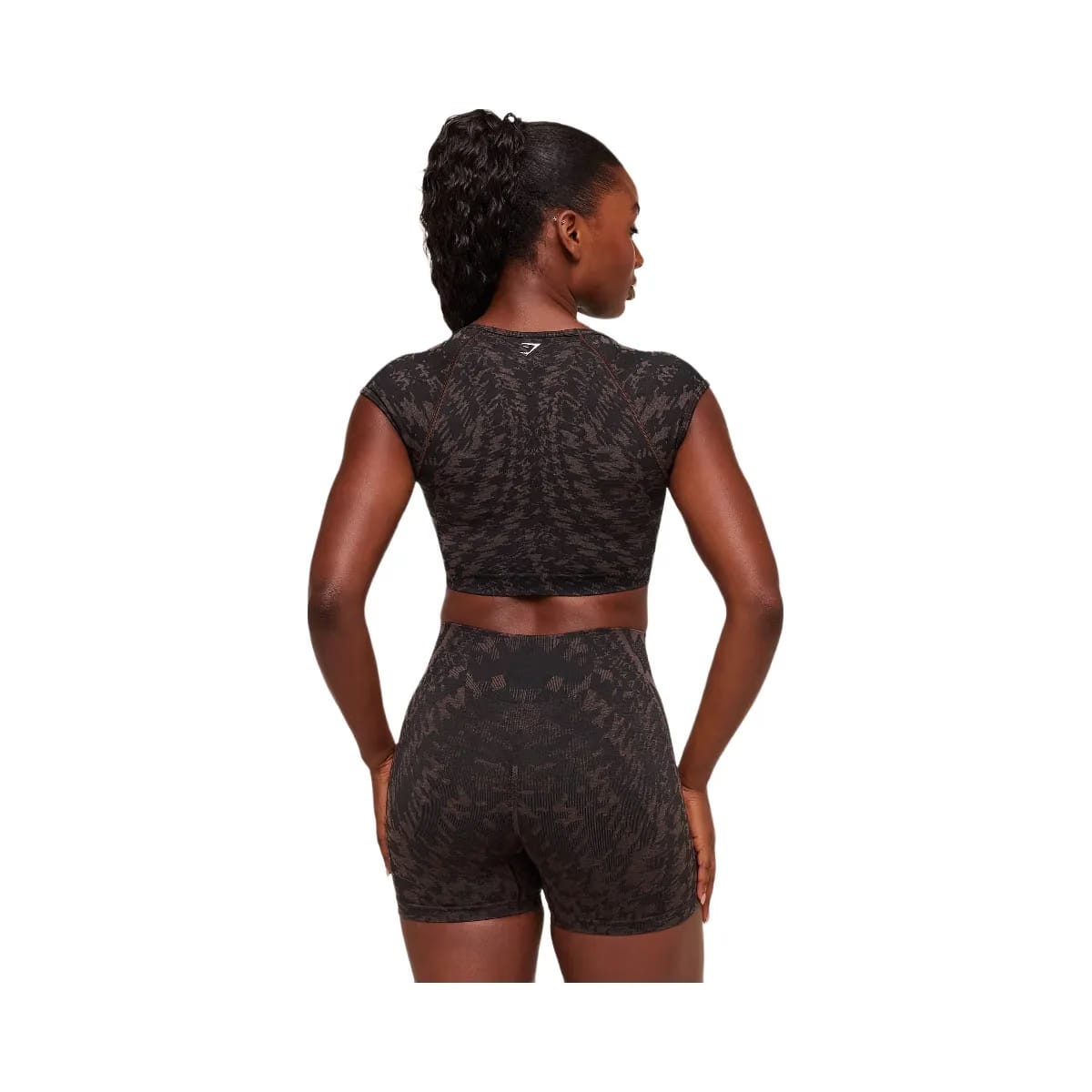 Gymshark Adapt Houndstooth Midi Top "Black Chestnut Pink"
