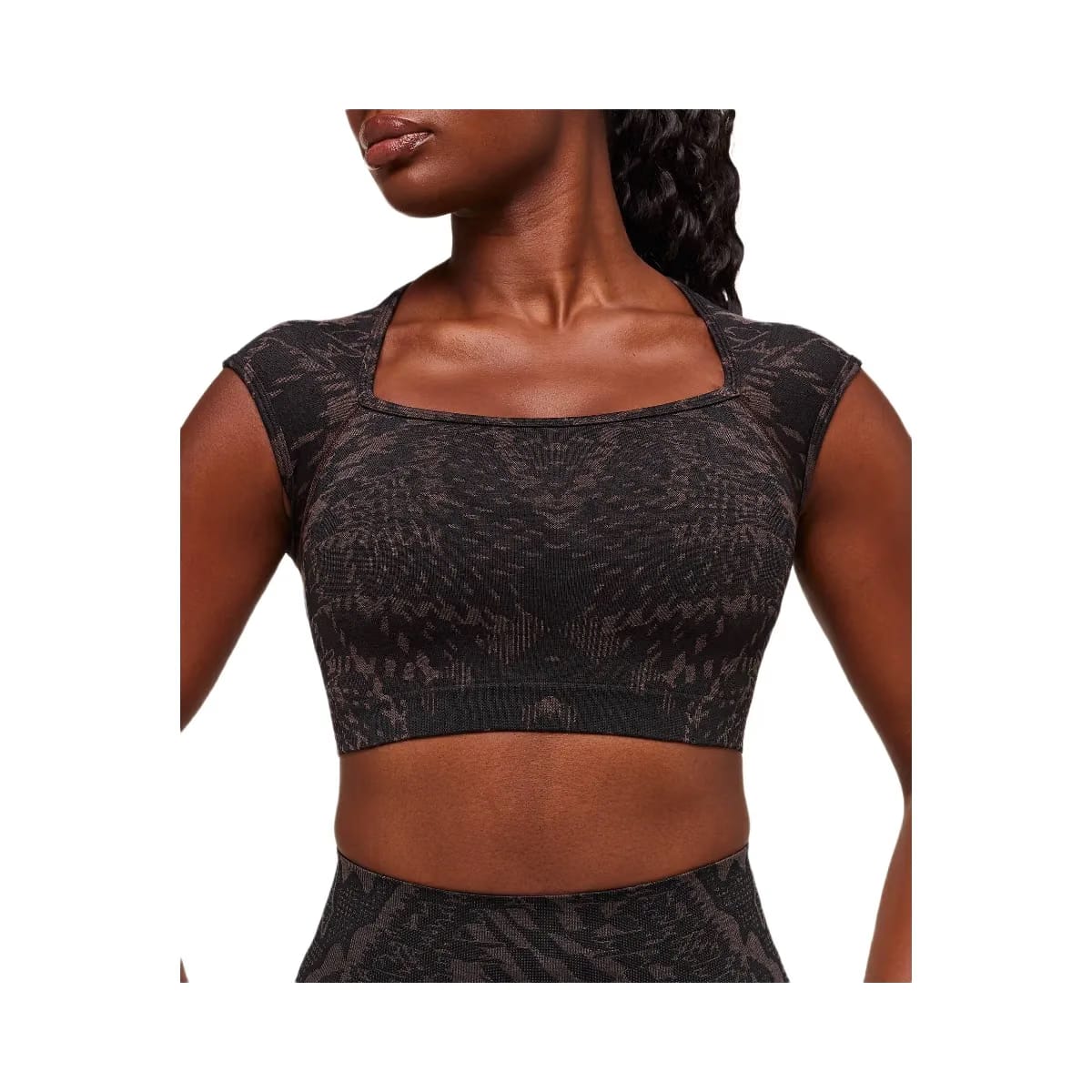 Gymshark Adapt Houndstooth Midi Top "Black Chestnut Pink"