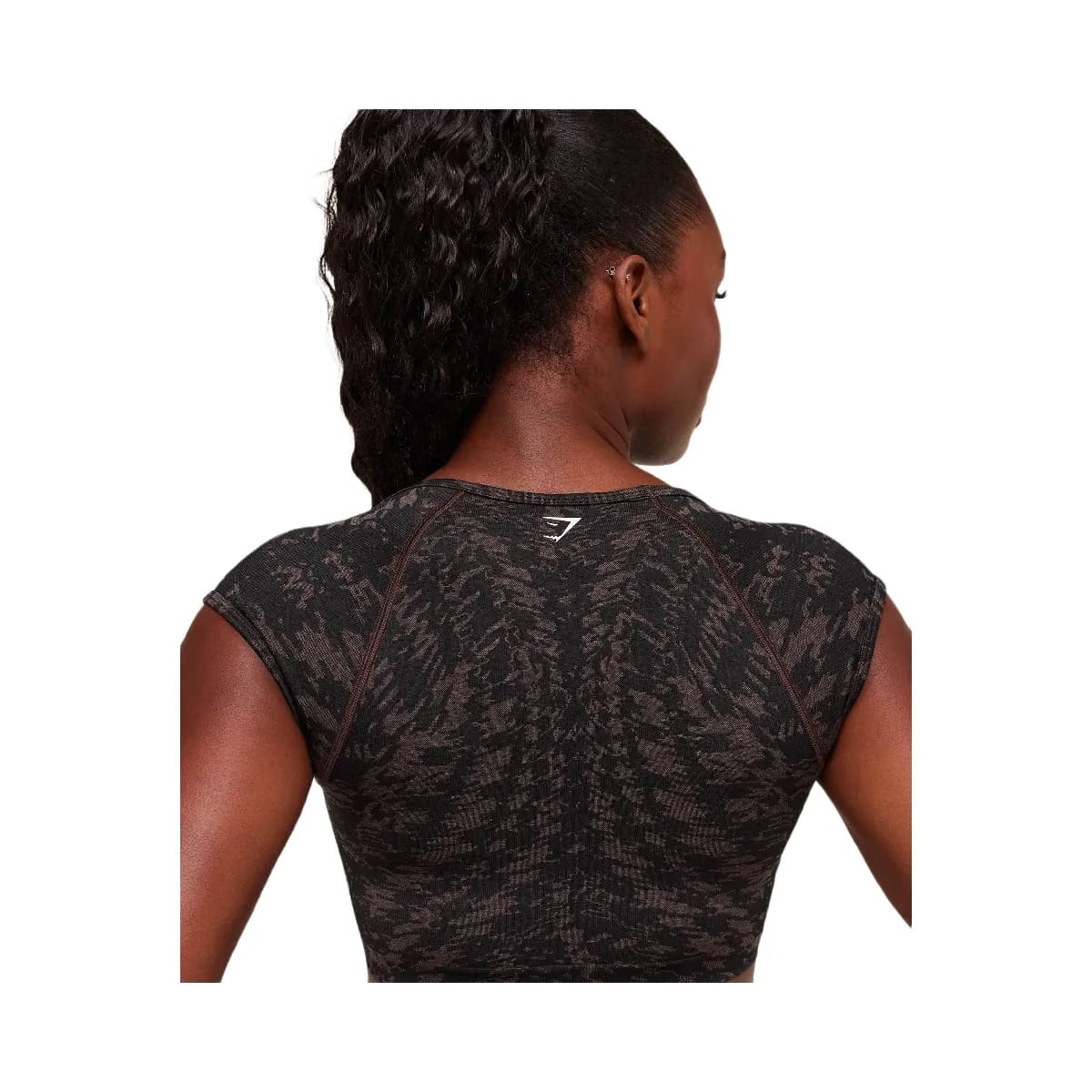 Gymshark Adapt Houndstooth Midi Top "Black Chestnut Pink"