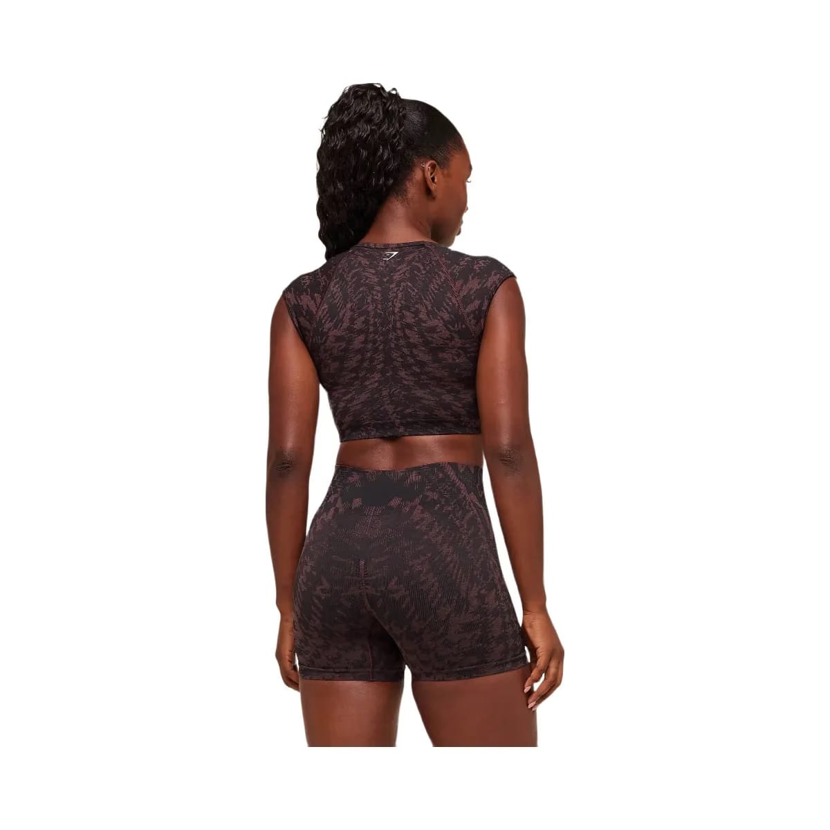 Gymshark Adapt Houndstooth Midi Top "Black Reset Pink"
