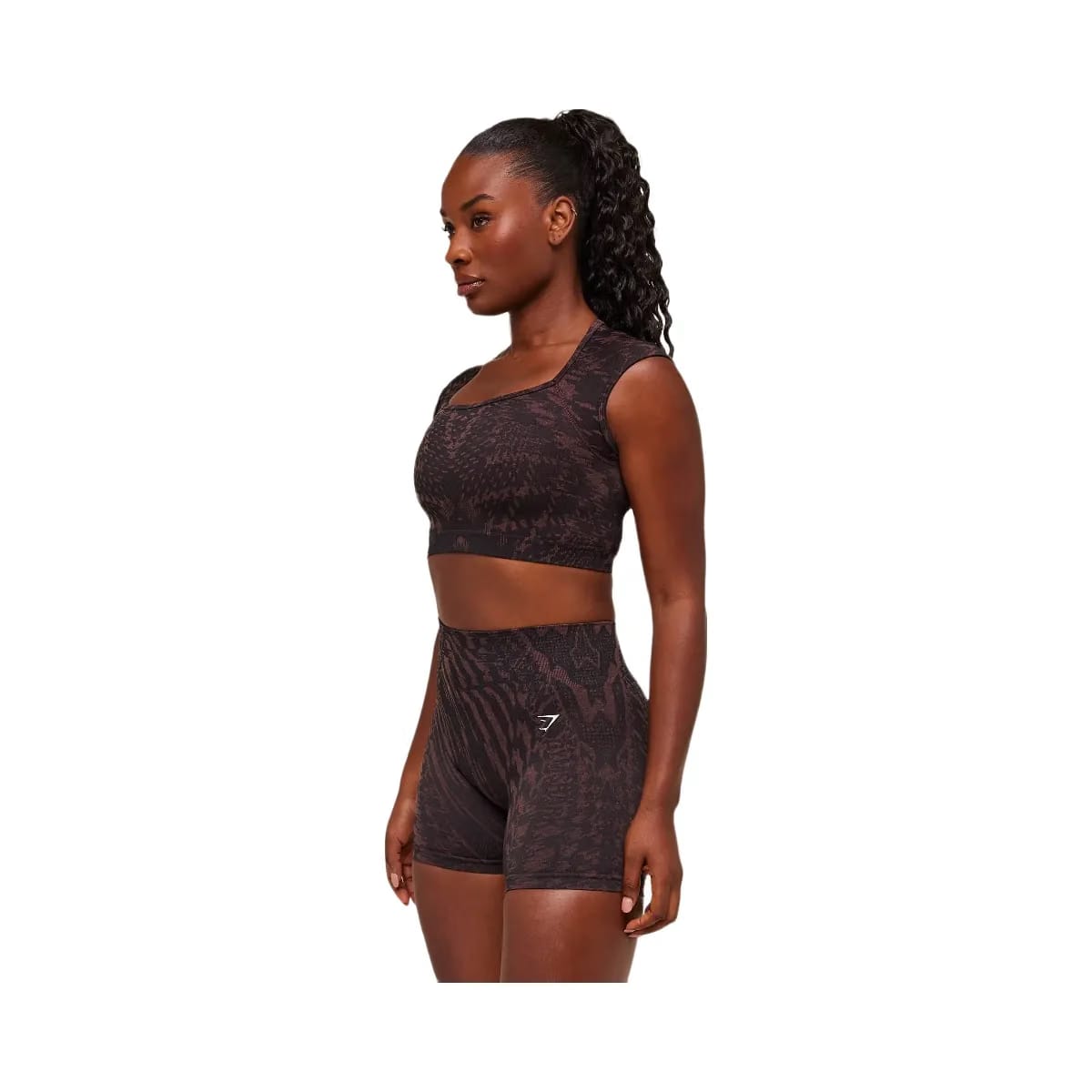Gymshark Adapt Houndstooth Midi Top "Black Reset Pink"