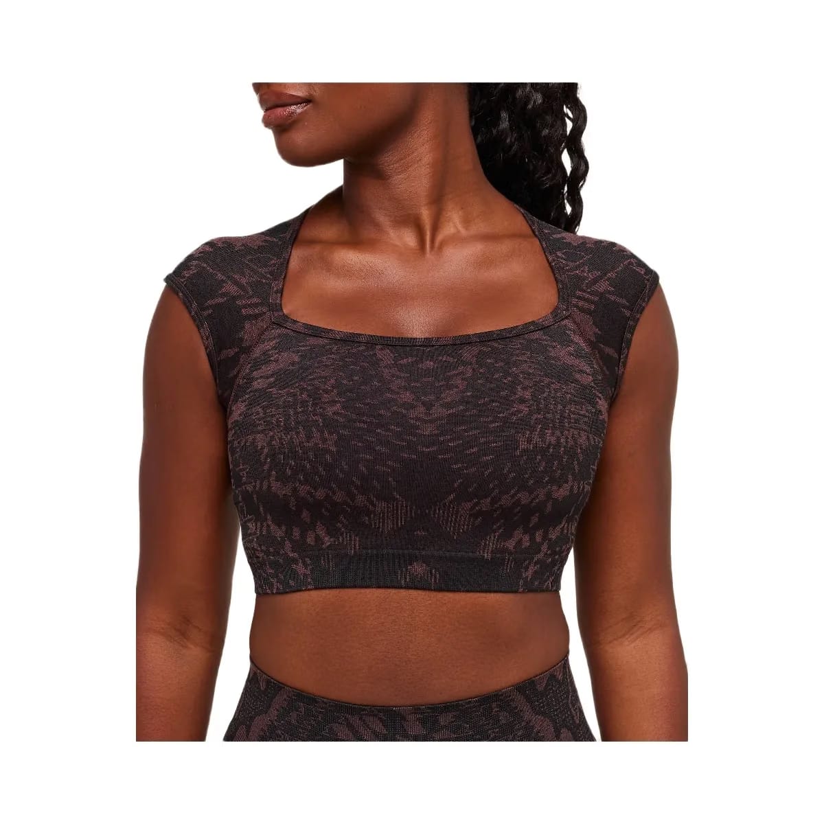 Gymshark Adapt Houndstooth Midi Top "Black Reset Pink"