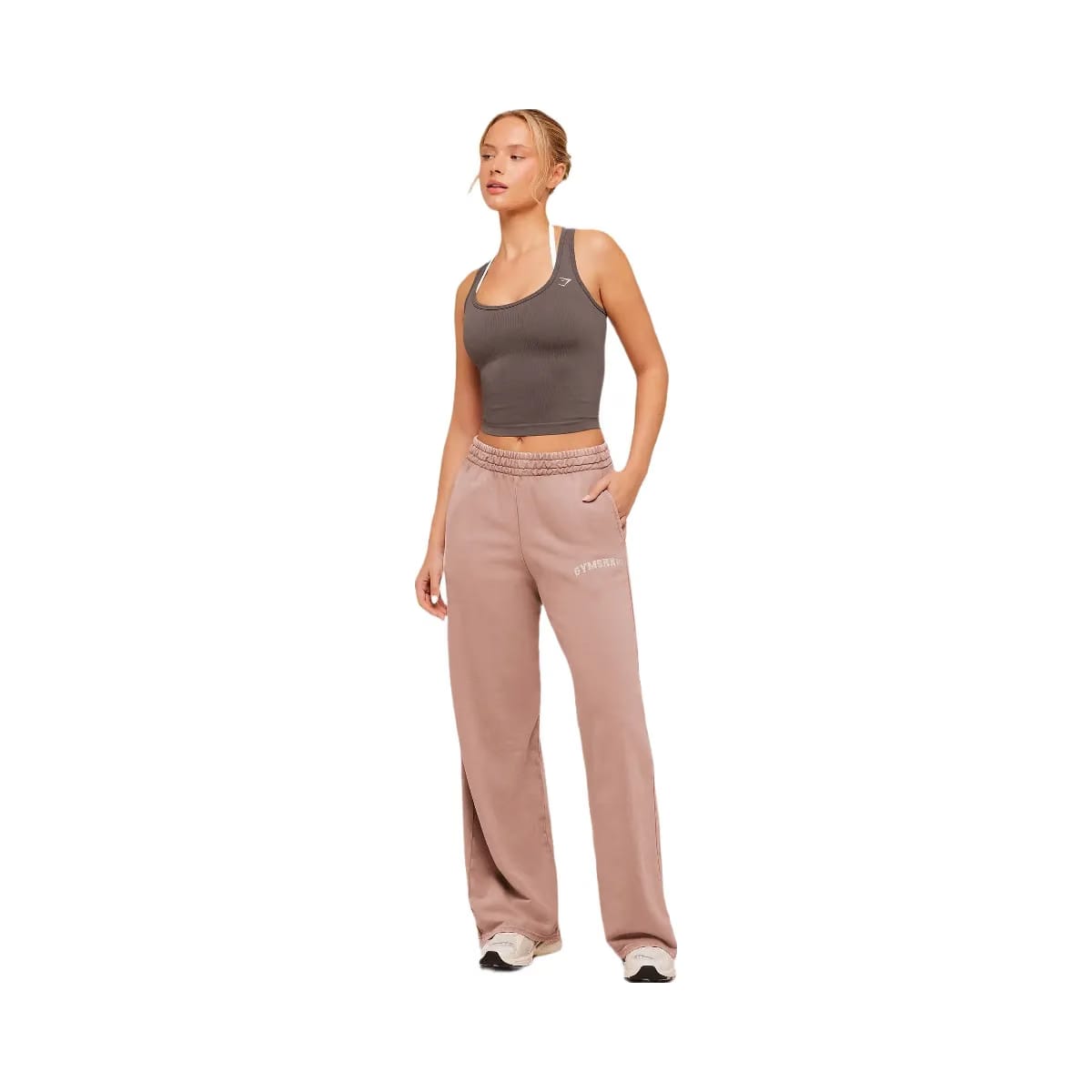 Gymshark Chainstitch Graphic Wide Leg Joggers "Chestnut Pink Wash"