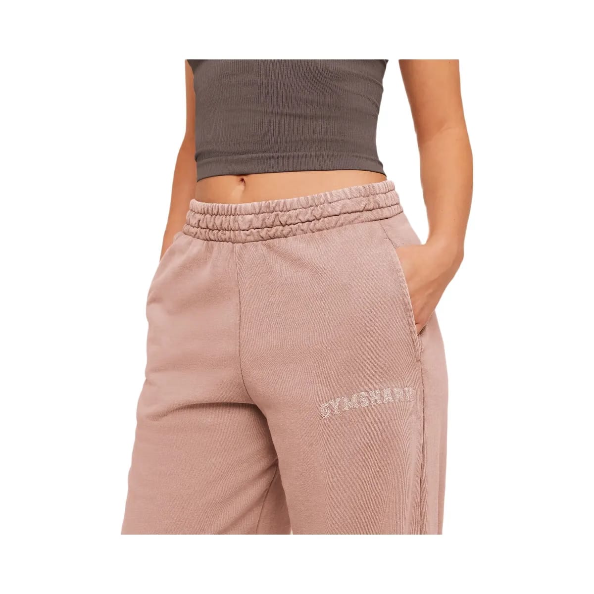 Gymshark Chainstitch Graphic Wide Leg Joggers "Chestnut Pink Wash"