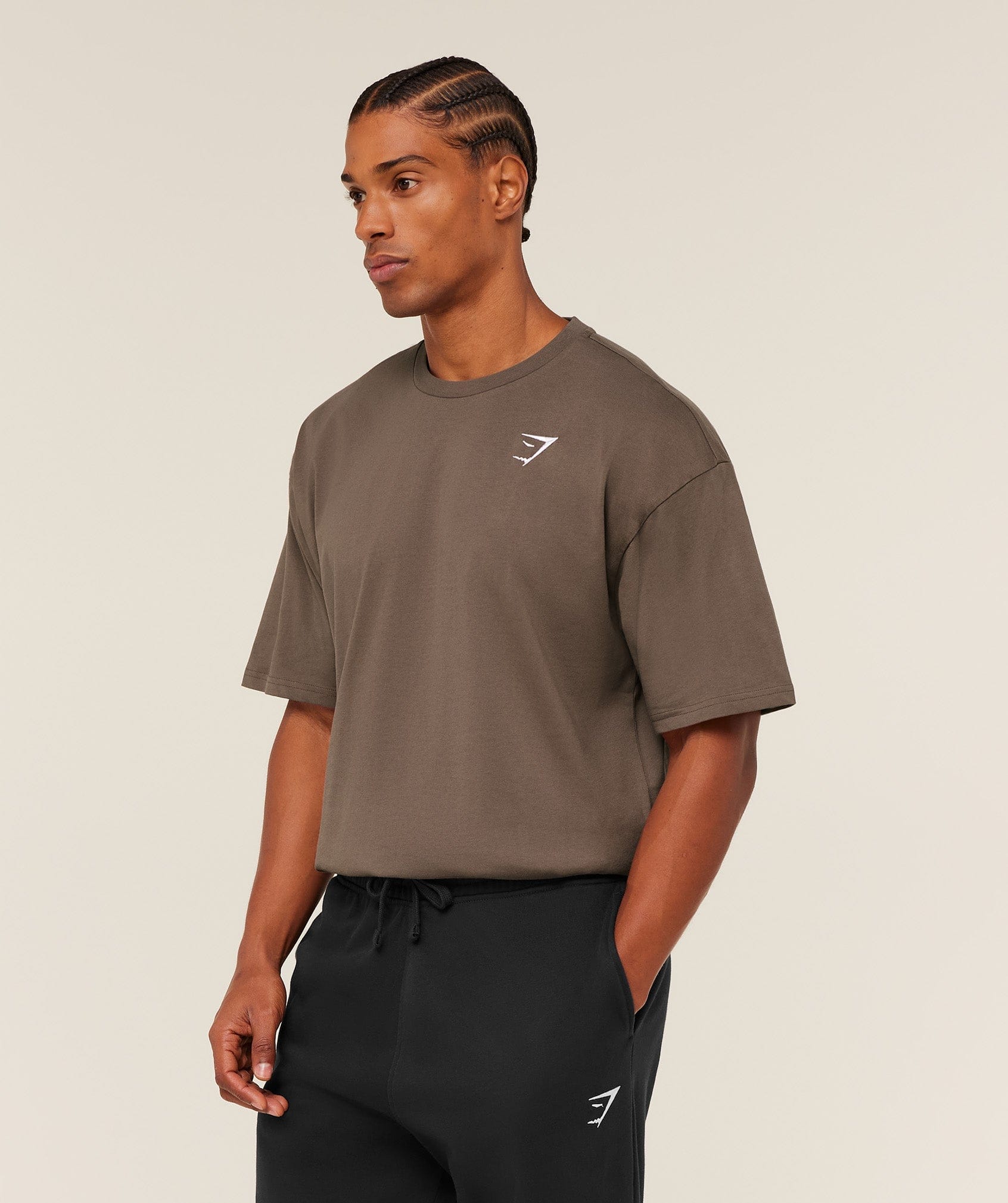 Gymshark Crest Oversized T-Shirt Soft Brown