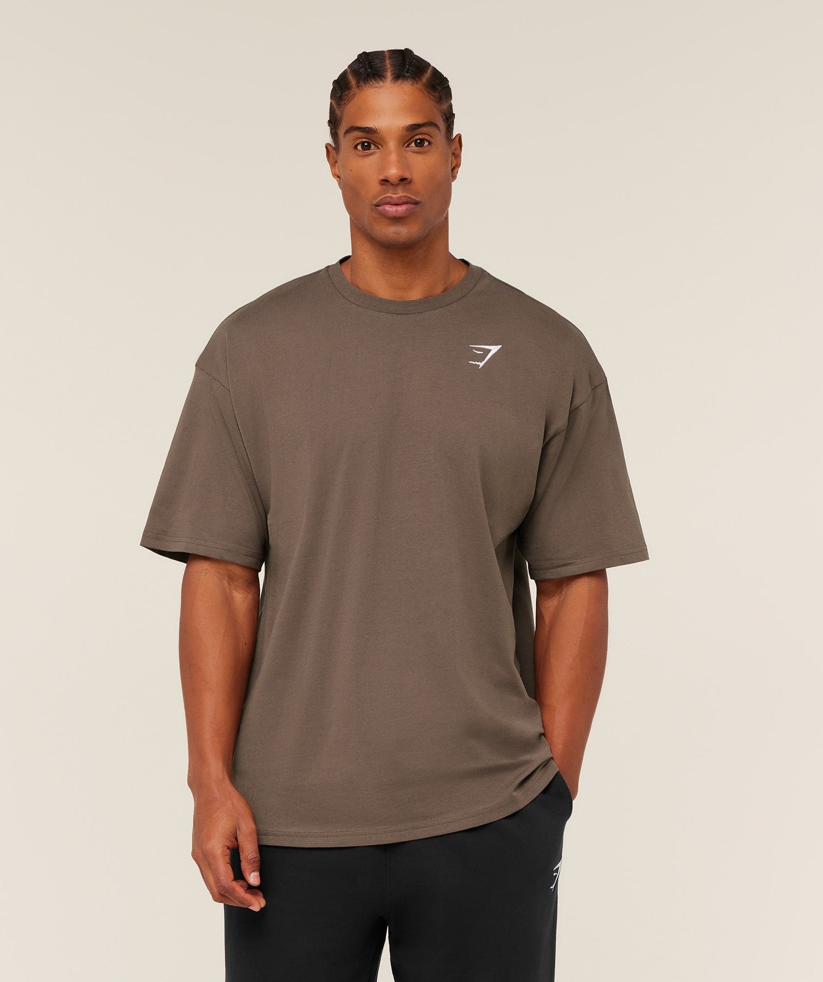 Gymshark Crest Oversized T-Shirt Soft Brown