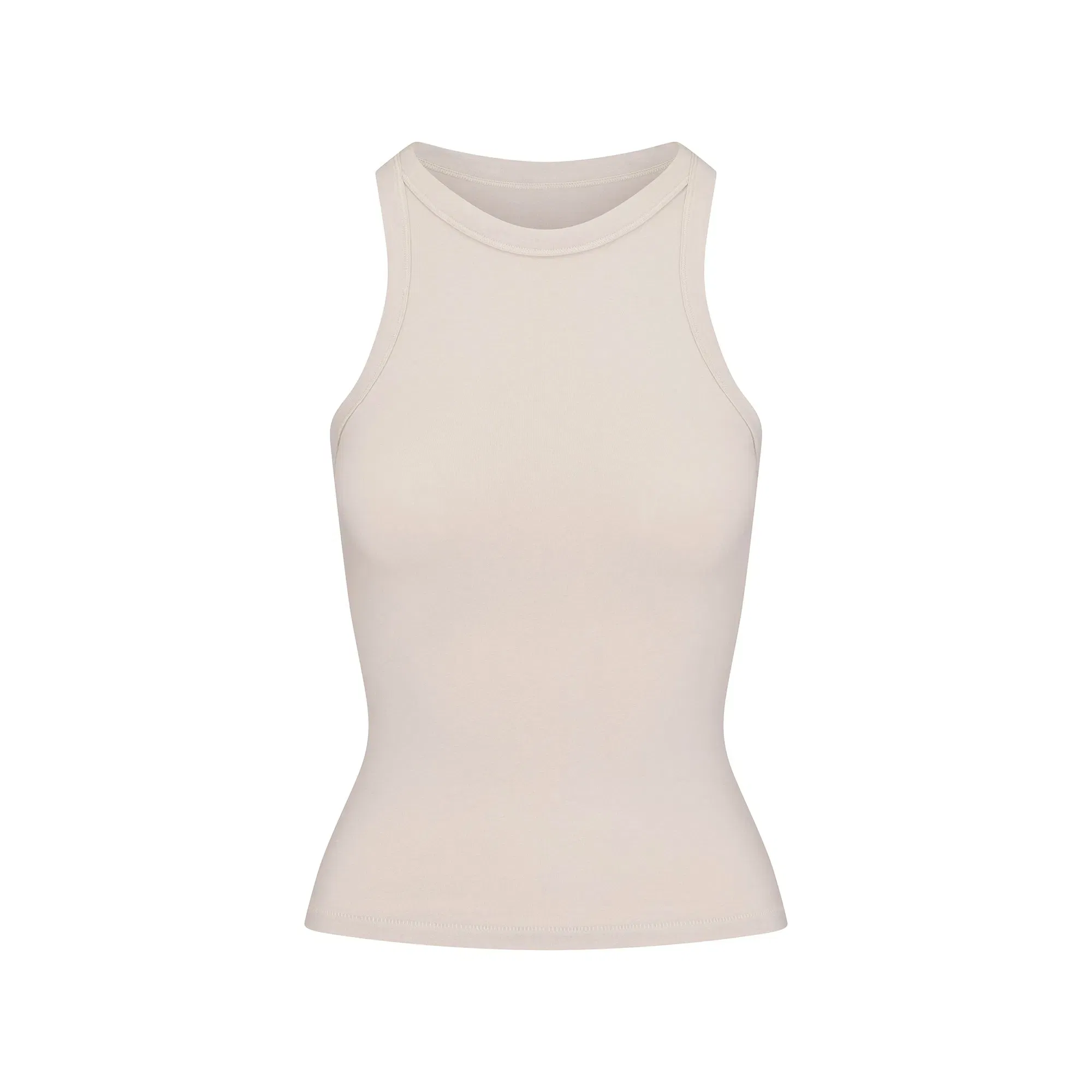 Skims Cotton Jersey Crew Neck Tank Stone