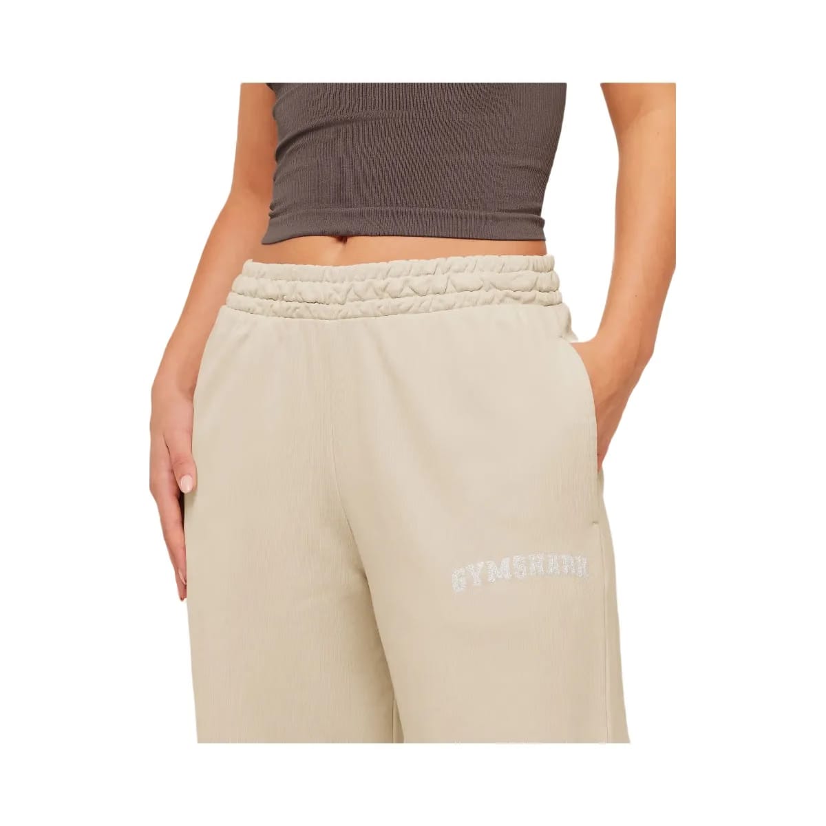 Gymshark Chainstitch Graphic Wide Leg Joggers "Pebble Grey Wash"