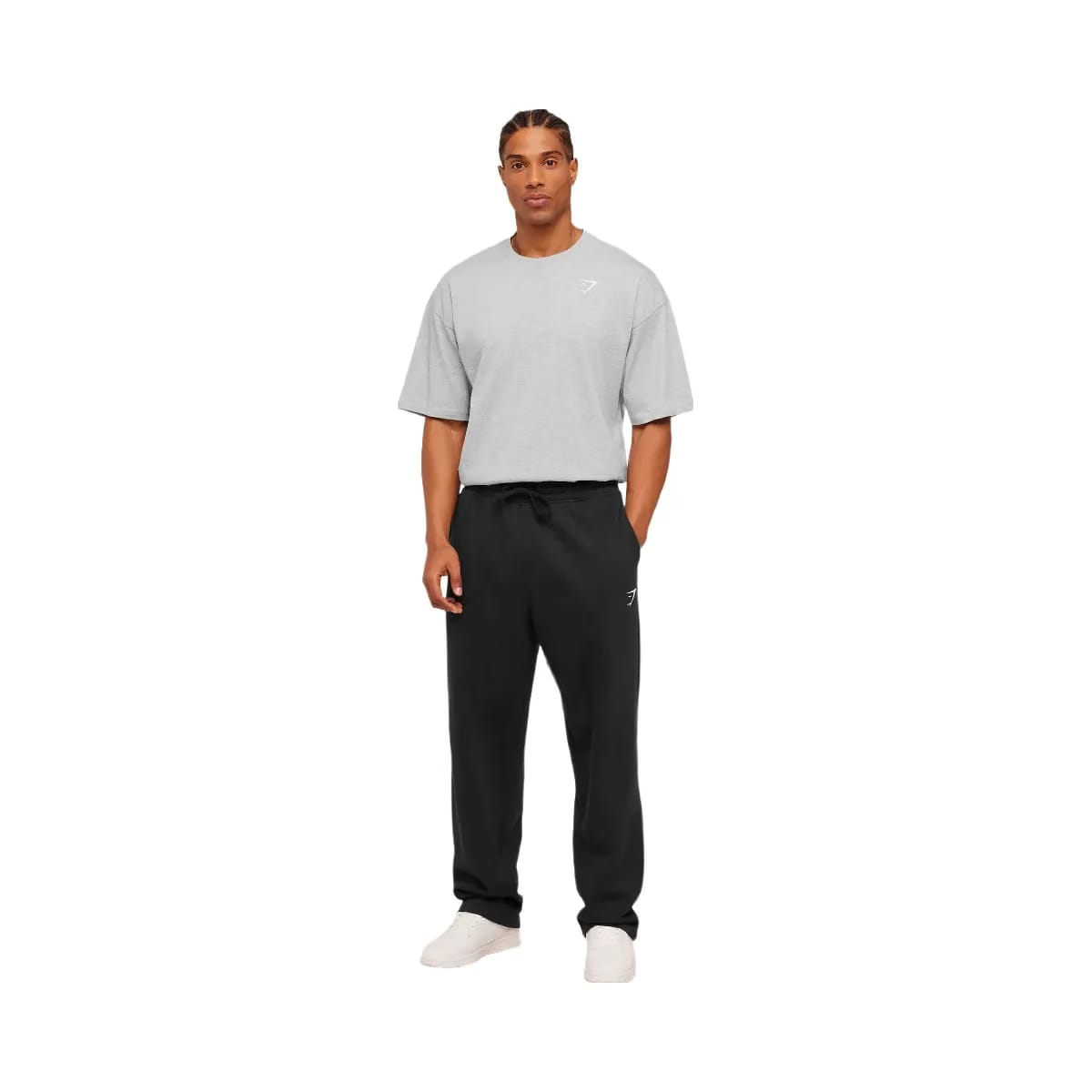 Gymshark Crest Oversized T-Shirt Light Grey Core Marl