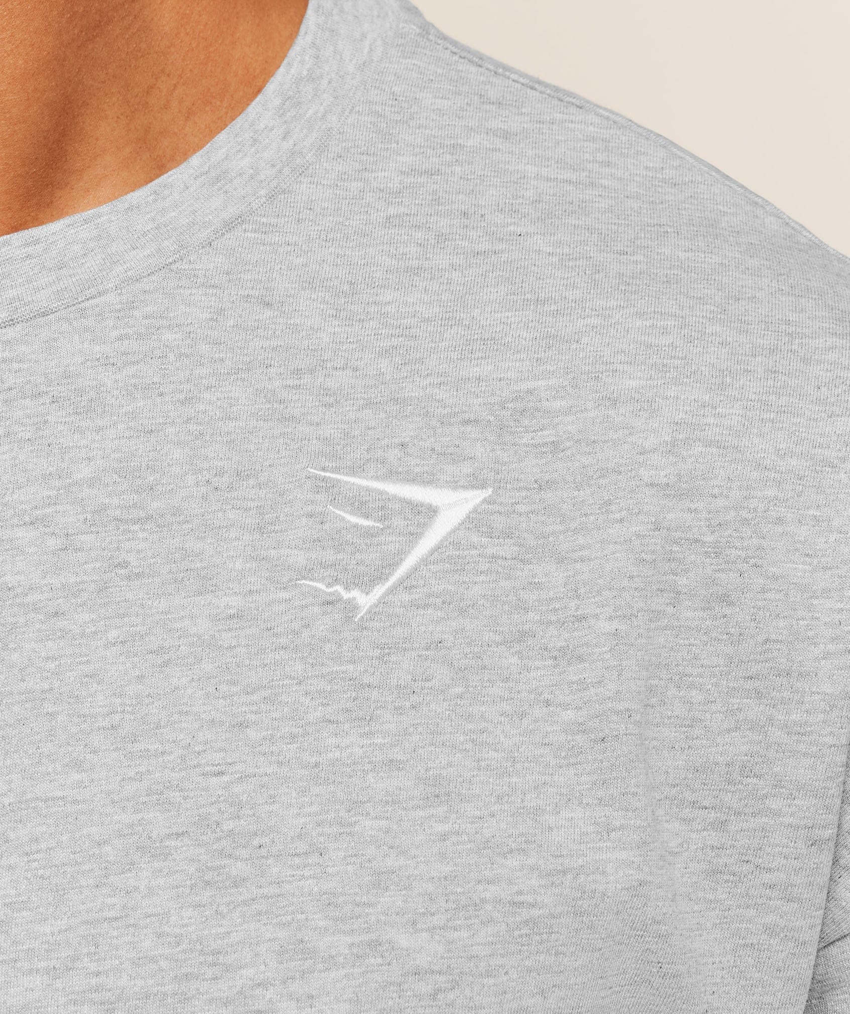 Gymshark Crest Oversized T-Shirt Light Grey Core Marl