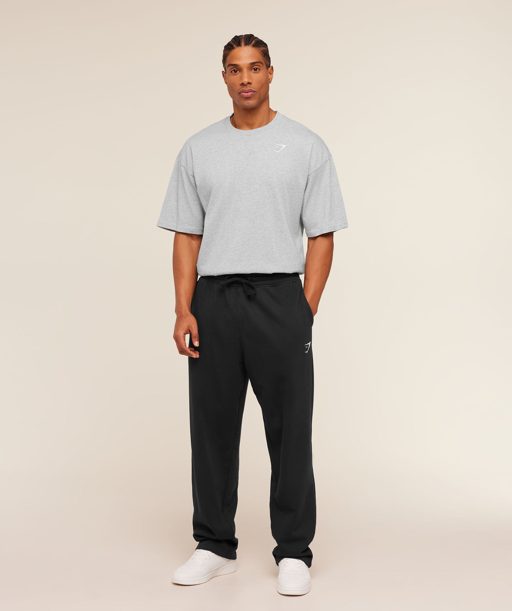 Gymshark Crest Oversized T-Shirt Light Grey Core Marl
