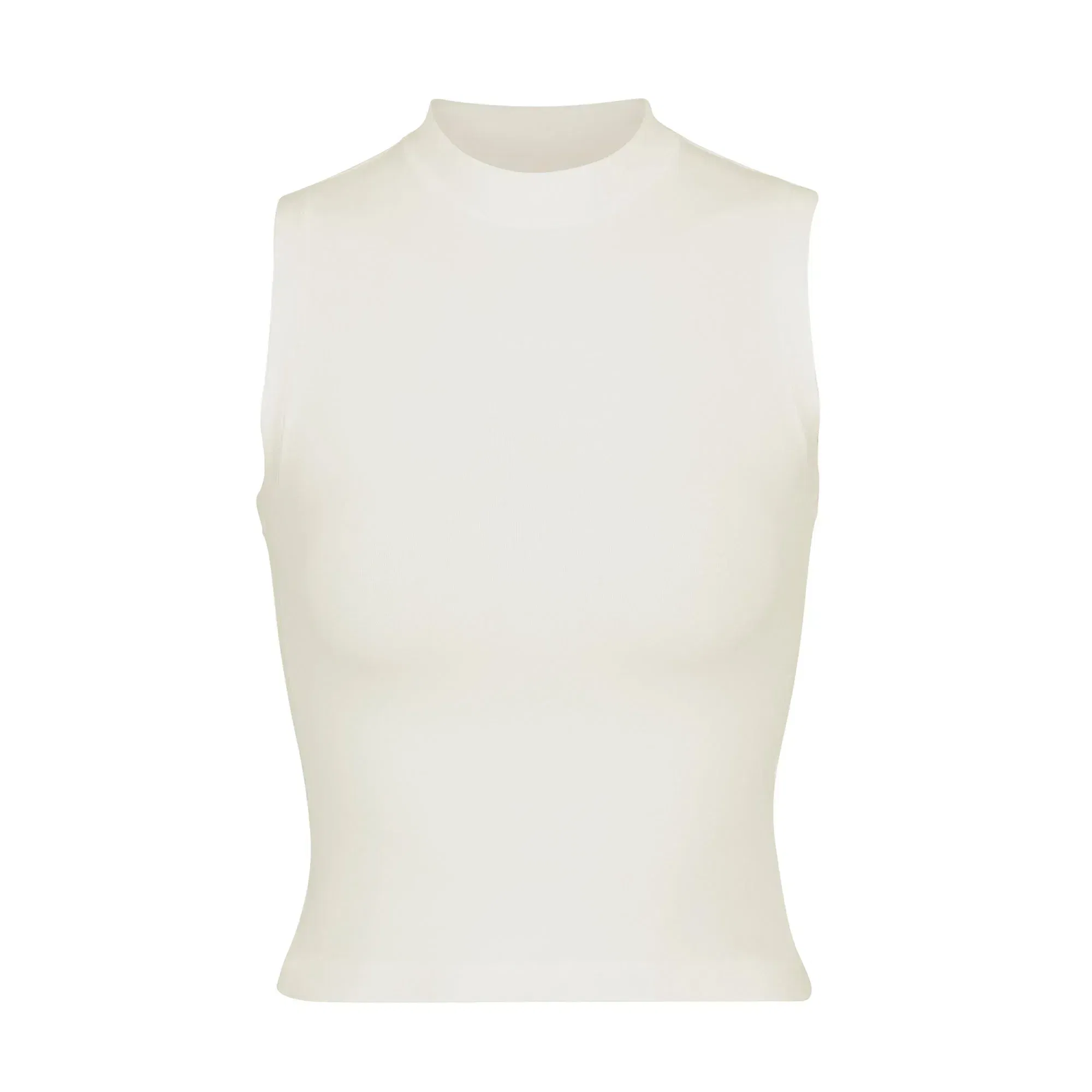 Skims Cotton Jersey Mock Neck Tank Bone